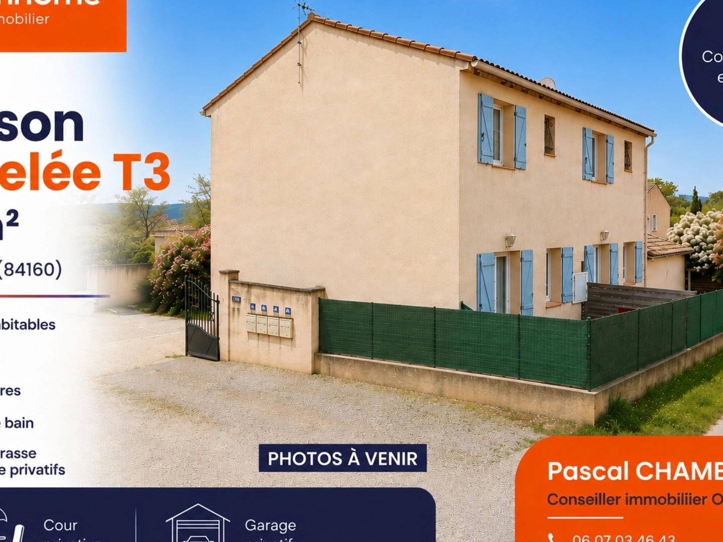 PUYVERT (84) | Maison jumelée T3 de 67 M² avec cour, terrasse et garage privatifs