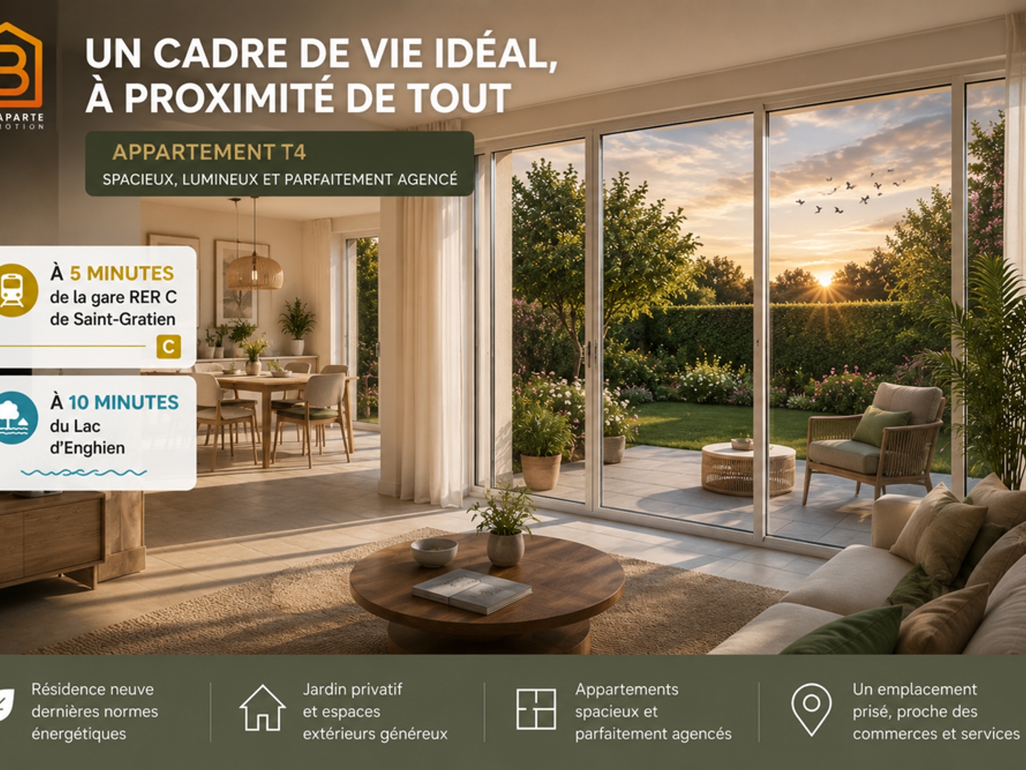 APPARTEMENT 4 PIECES 68M² AVEC JARDIN DE 58M²+PARKING
