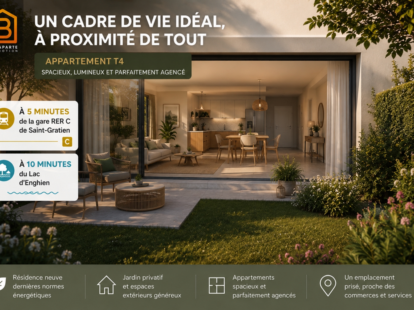 Appartement à vendre - 4 pièces - 69m2 - Saint-Gratien (95210)