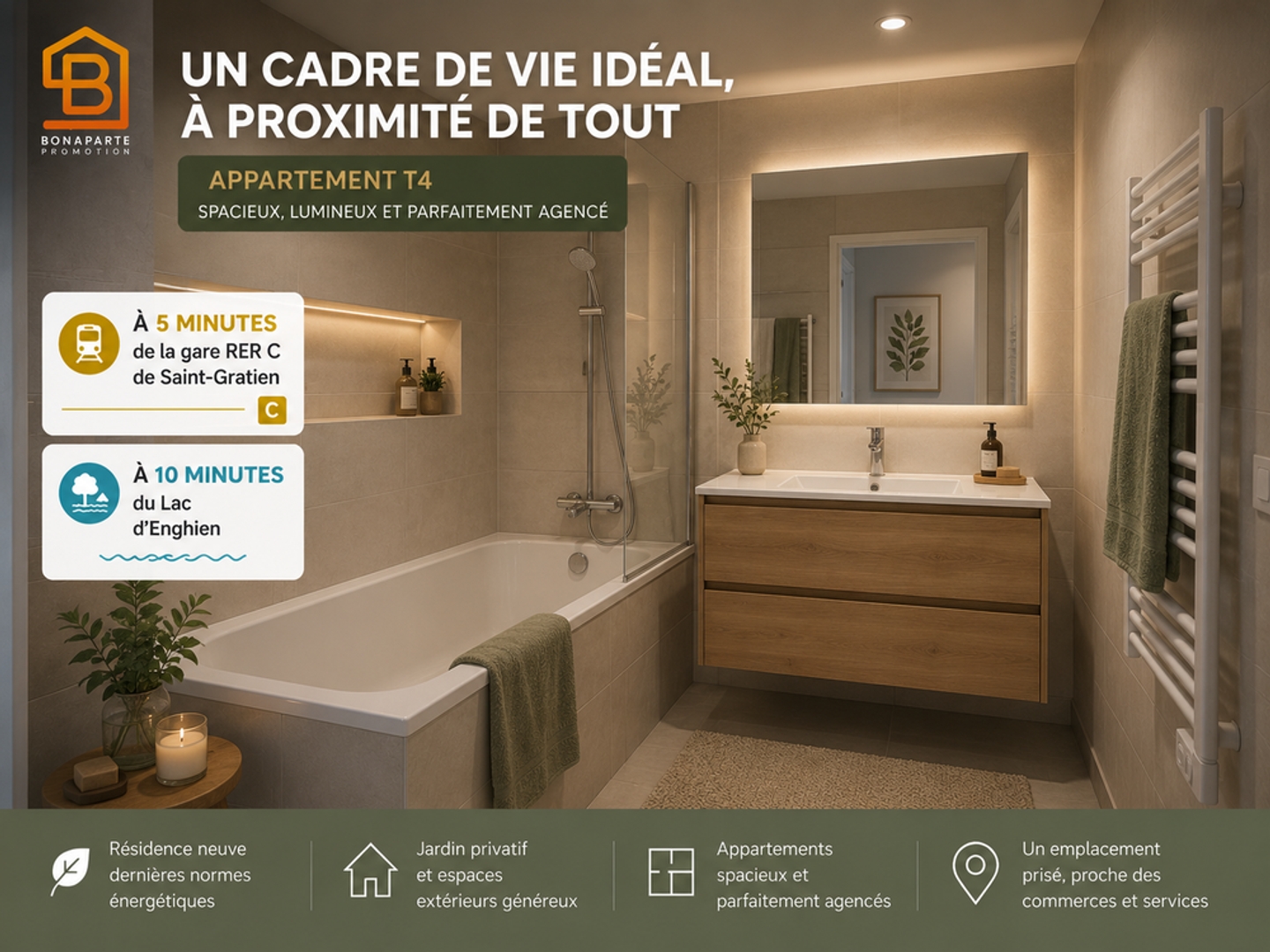 Appartement à vendre - 4 pièces - 69m2 - Saint-Gratien (95210)