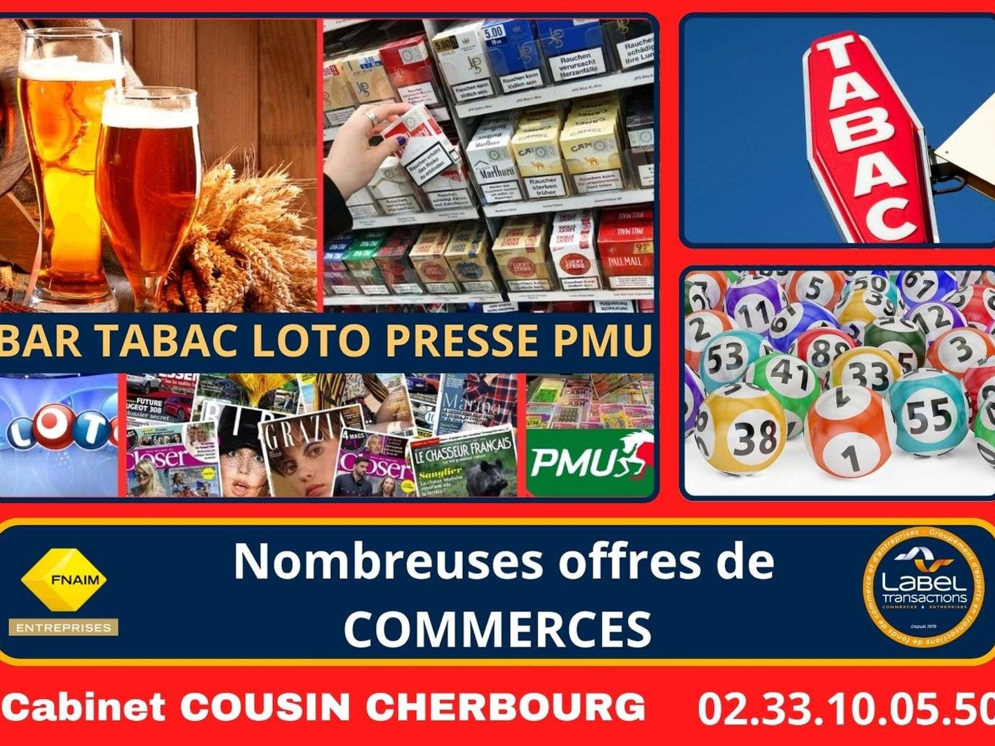 Vente bar tabac loto presse PMU à Cherbourg