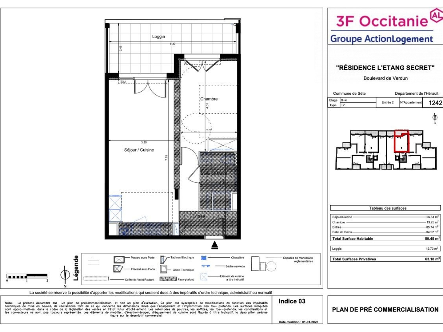 Appartement à vendre - 2 pièces - 50m2 - Sète (34200)
