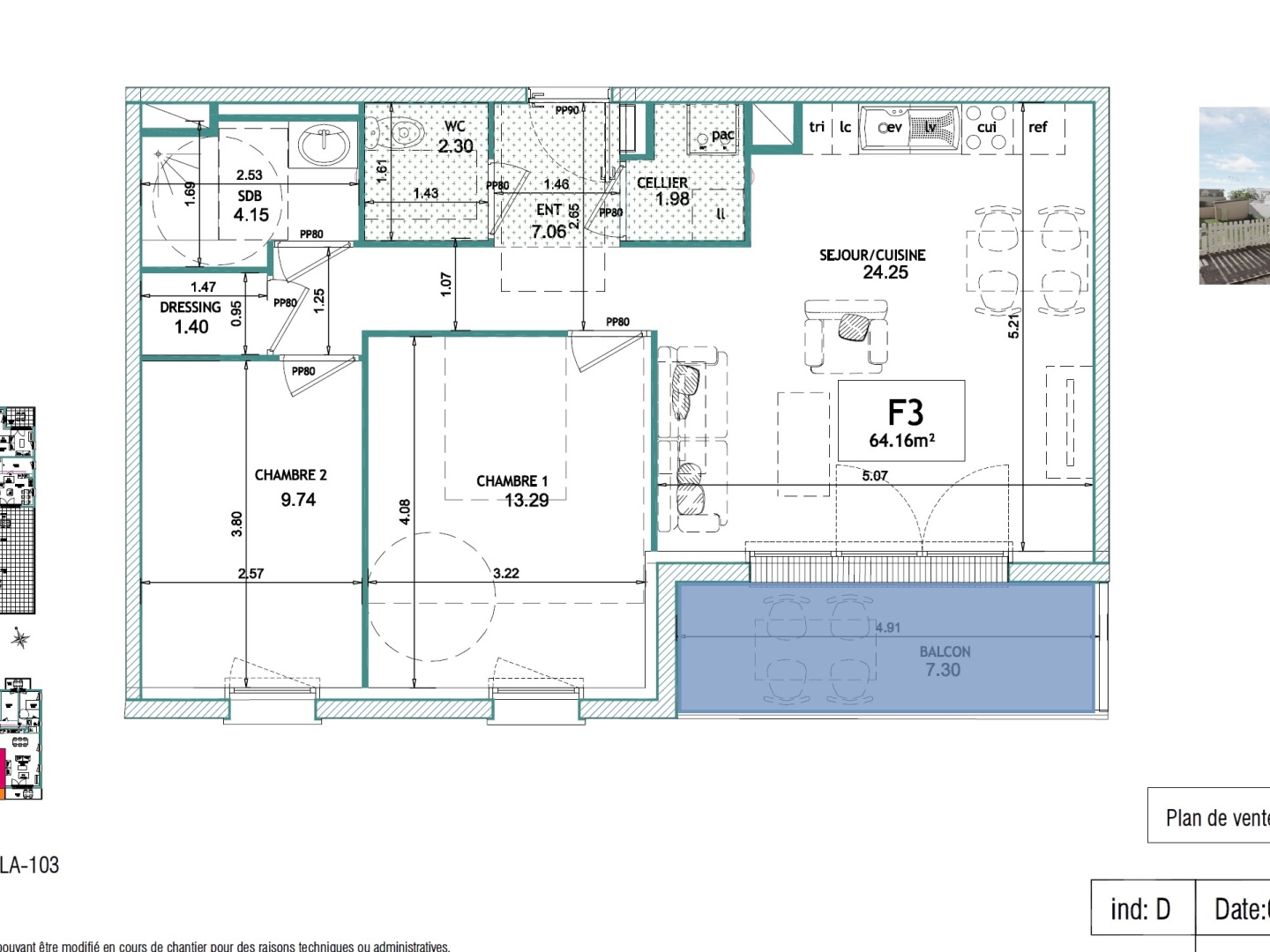 Appartement à vendre - 3 pièces - 64m2 - Langrune-Sur-Mer (14830)