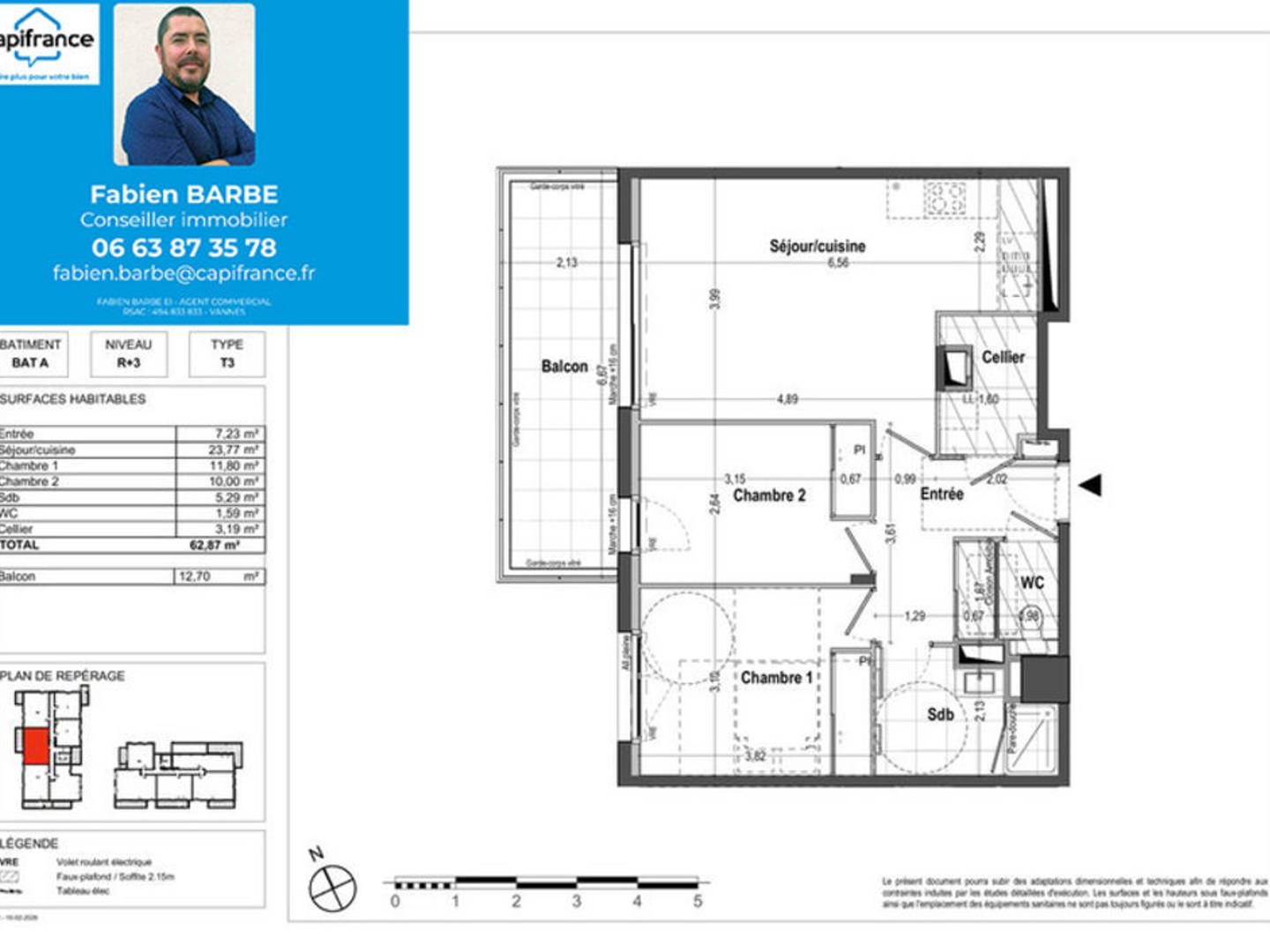 Appartement à vendre - 3 pièces - 63m2 - Vezin-Le-Coquet (35132)