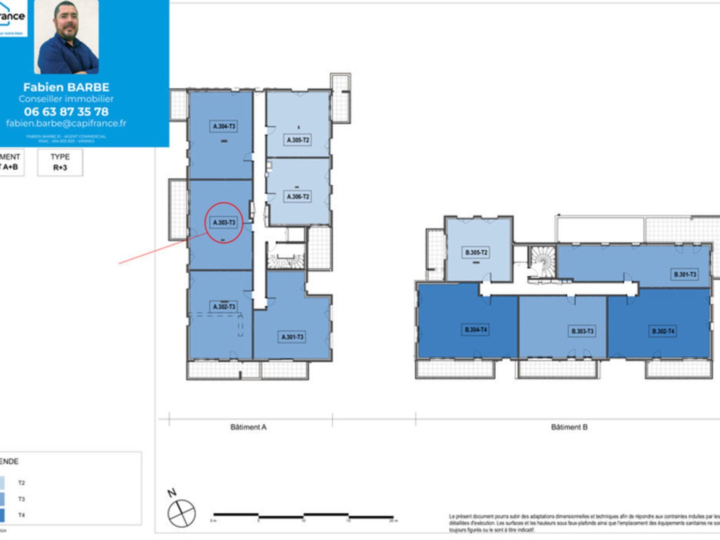 Appartement à vendre - 3 pièces - 63m2 - Vezin-Le-Coquet (35132)