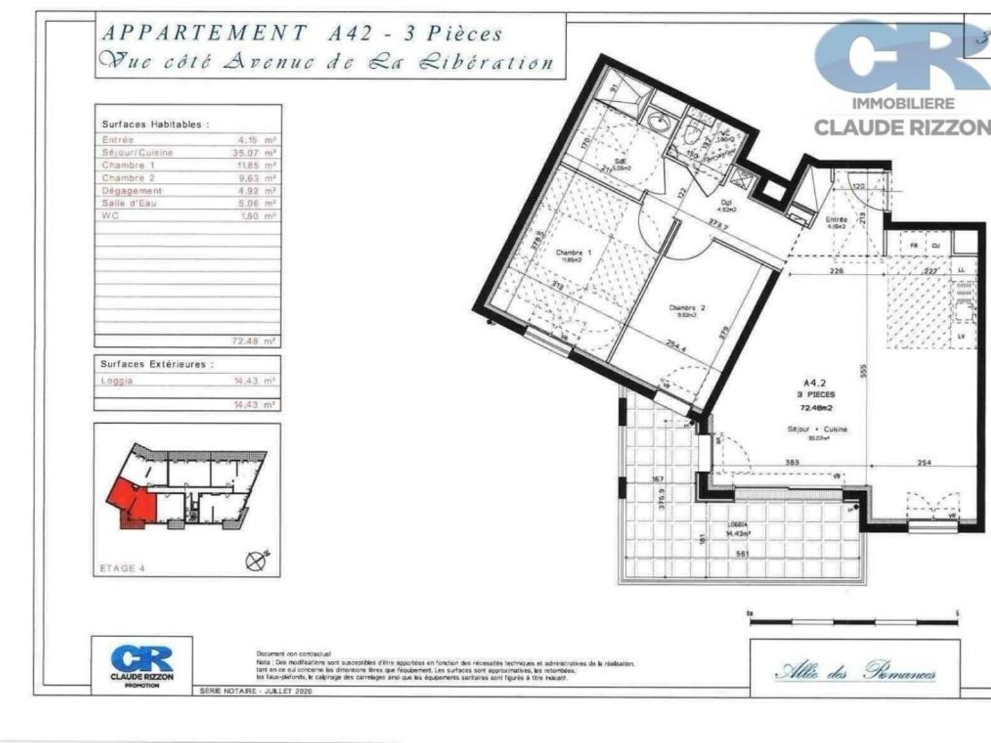 Appartement à vendre - 3 pièces - 72m2 - Laxou (54520)