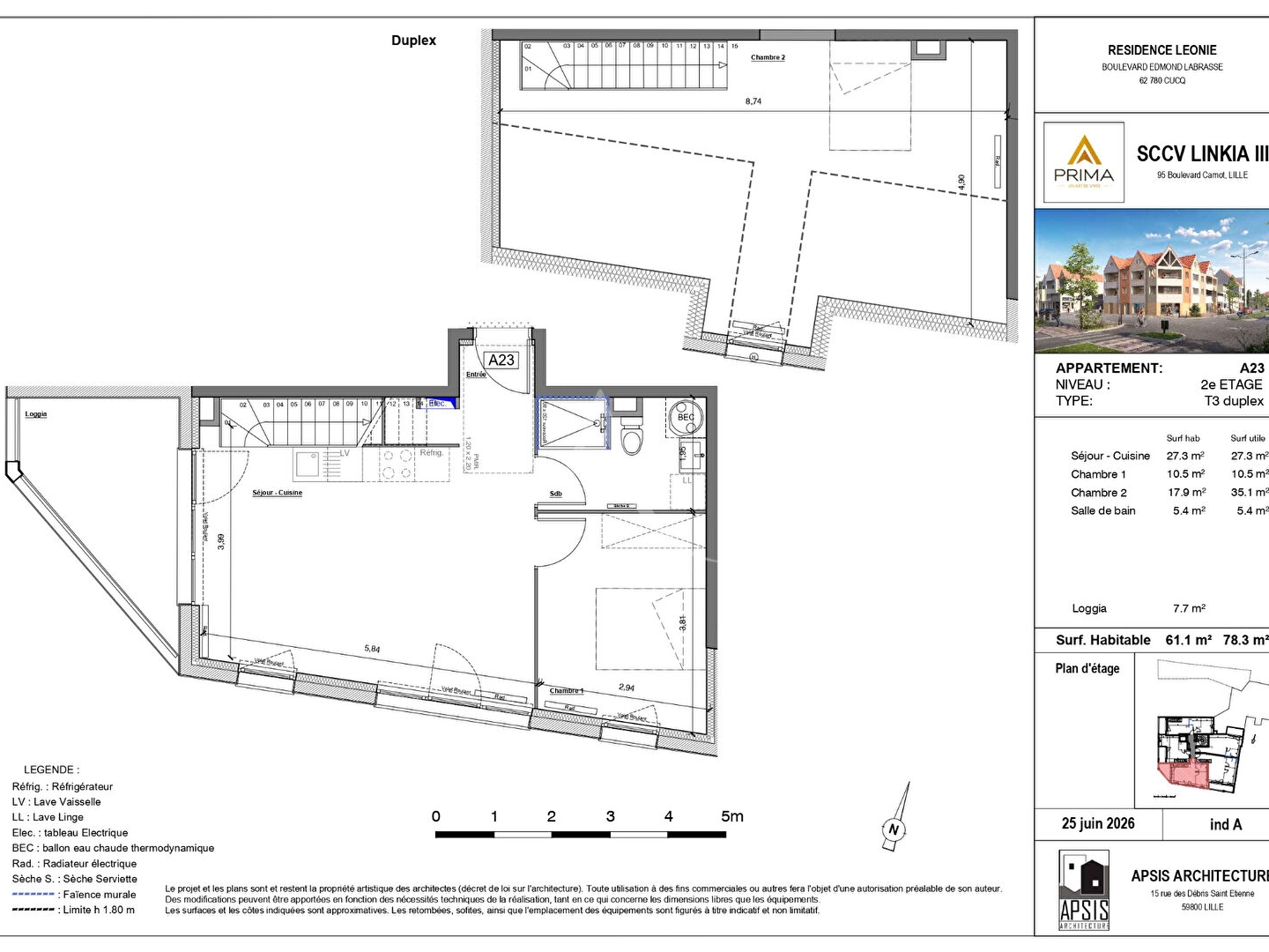 Appartement à vendre - 3 pièces - 61m2 - Cucq (62780)