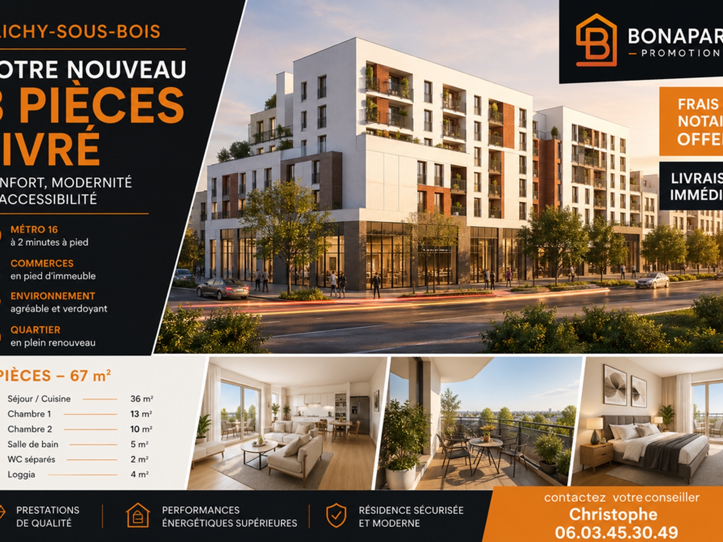OPPORTUNITÉ RARE  T3 LIVRÉ  EMPLACEMENT STRATÉGIQUE