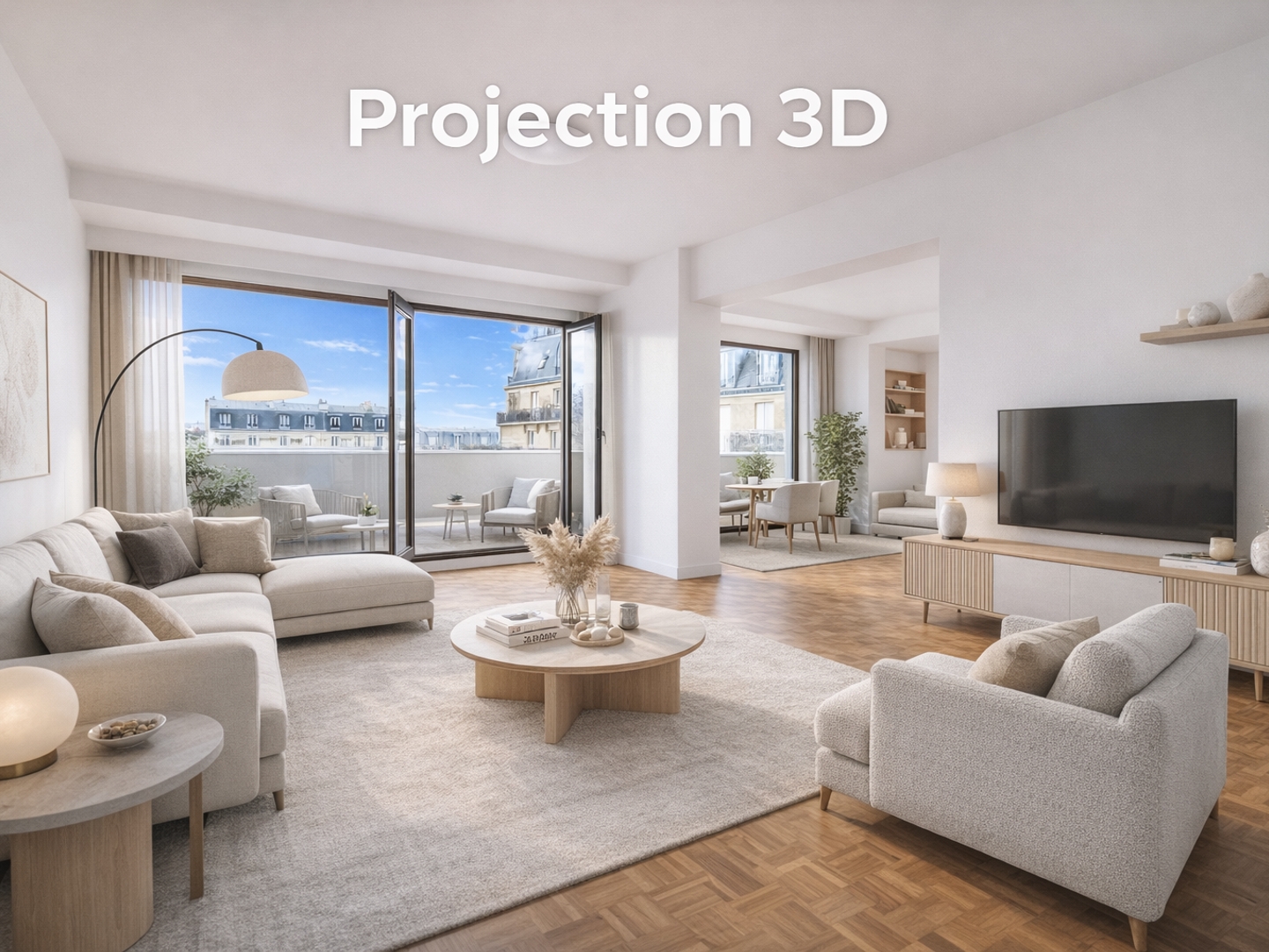3 pièces de 80m2 avec balcon, immeuble le Périscope