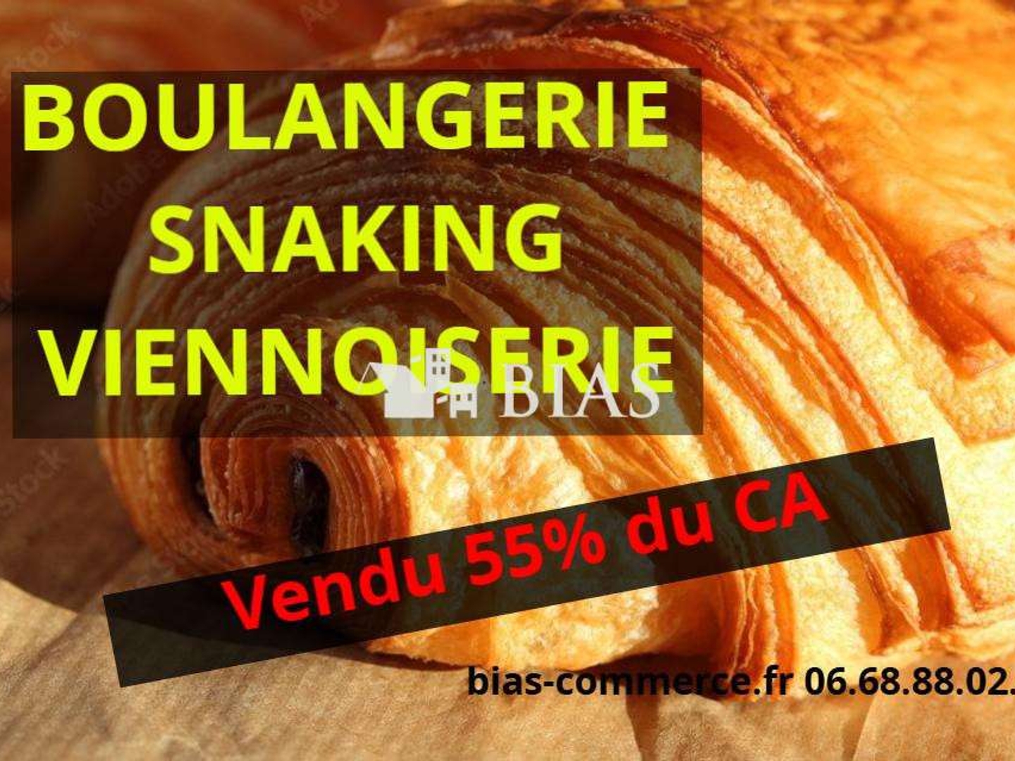 Boulangerie pâtisserie à vendre 55 % du ca Eure