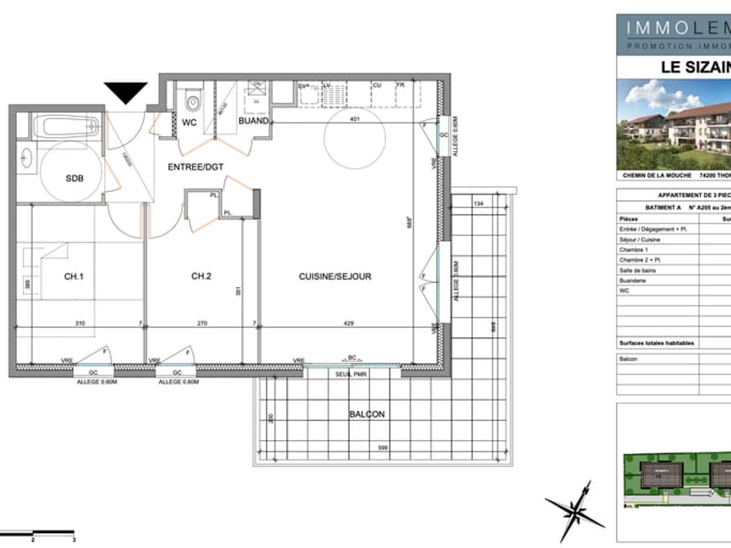 Appartement à vendre - 3 pièces - 65m2 - Thonon-Les-Bains (74200)