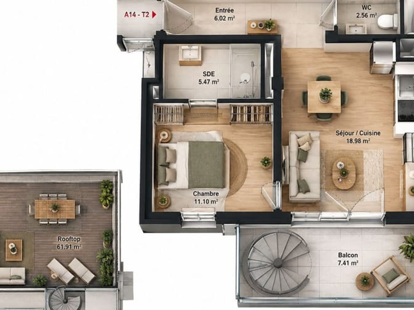 Appartement à vendre - 2 pièces - 44m2 - Lons (64140)