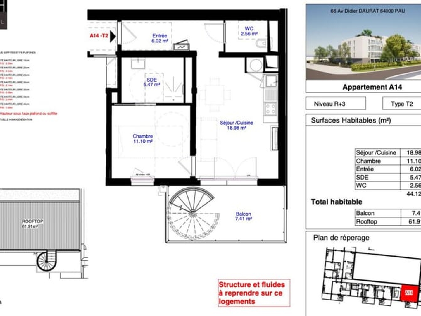 Appartement à vendre - 2 pièces - 44m2 - Lons (64140)