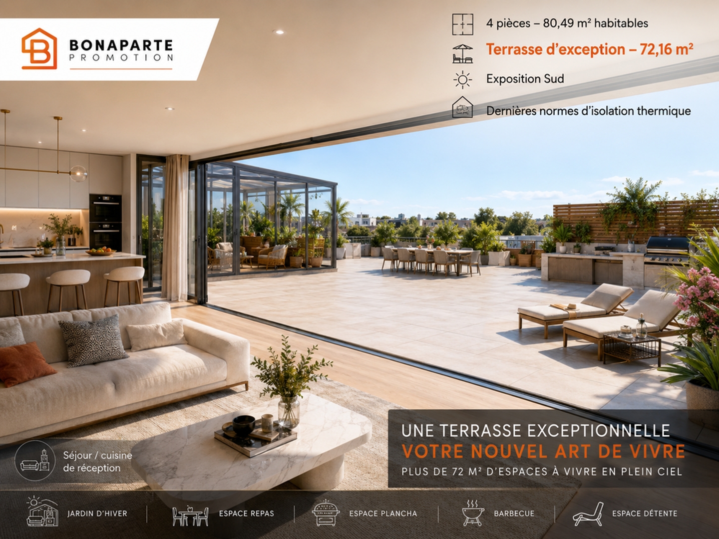 retour a la vente !!!4 pieces ETAGE avec terrasse de 77m² plein sud