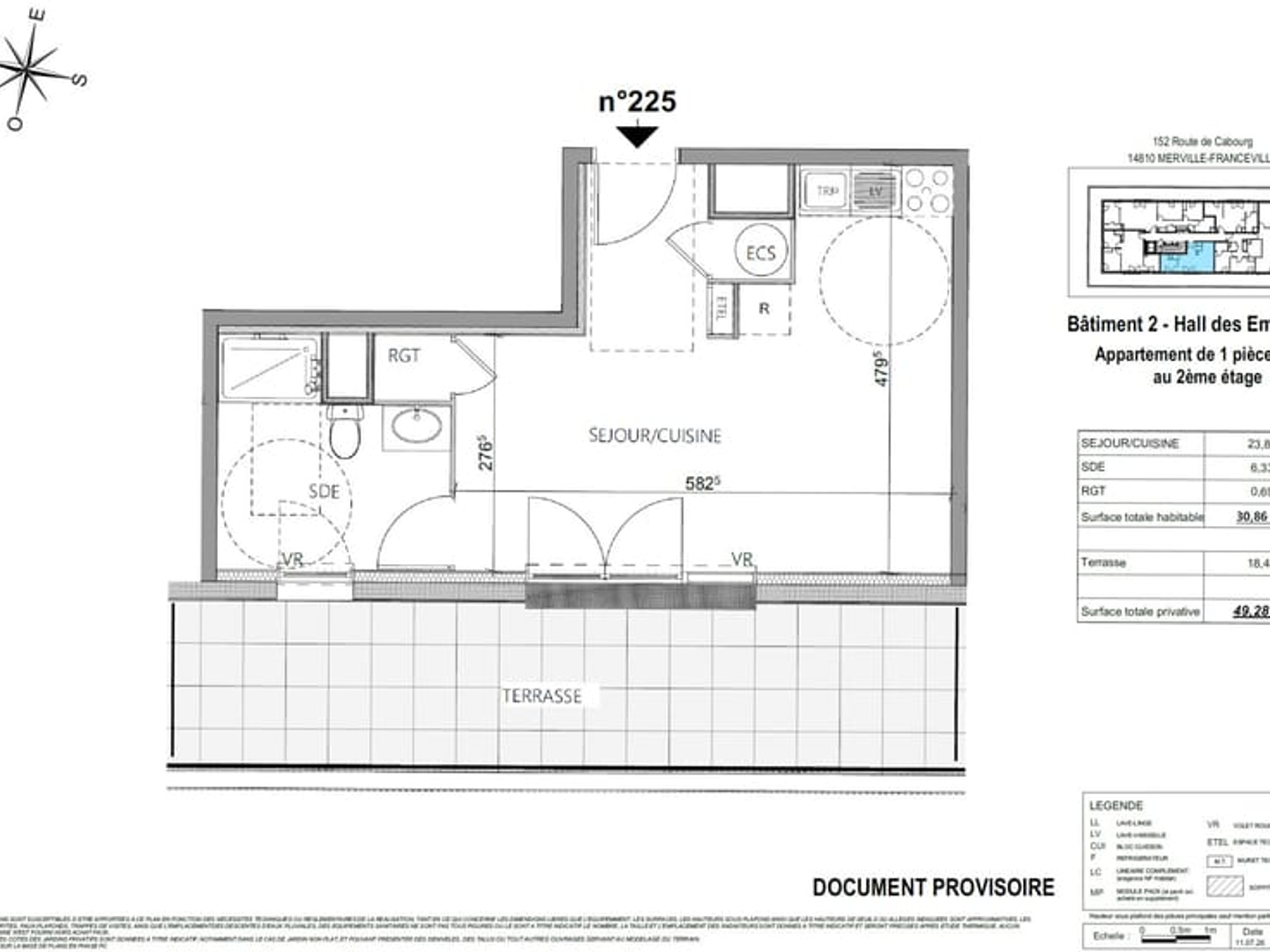 Appartement à vendre - 1 pièce - 31m2 - Merville-Francevi... (14810)