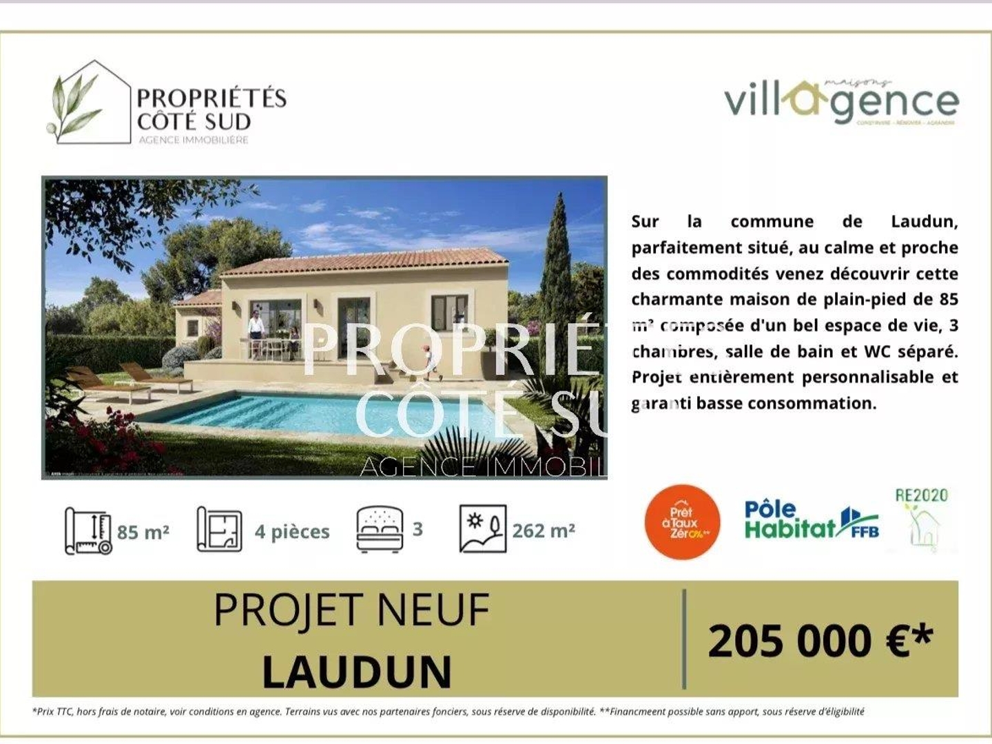 À vendre Maison neuve de plain-pied à Laudun (30290)