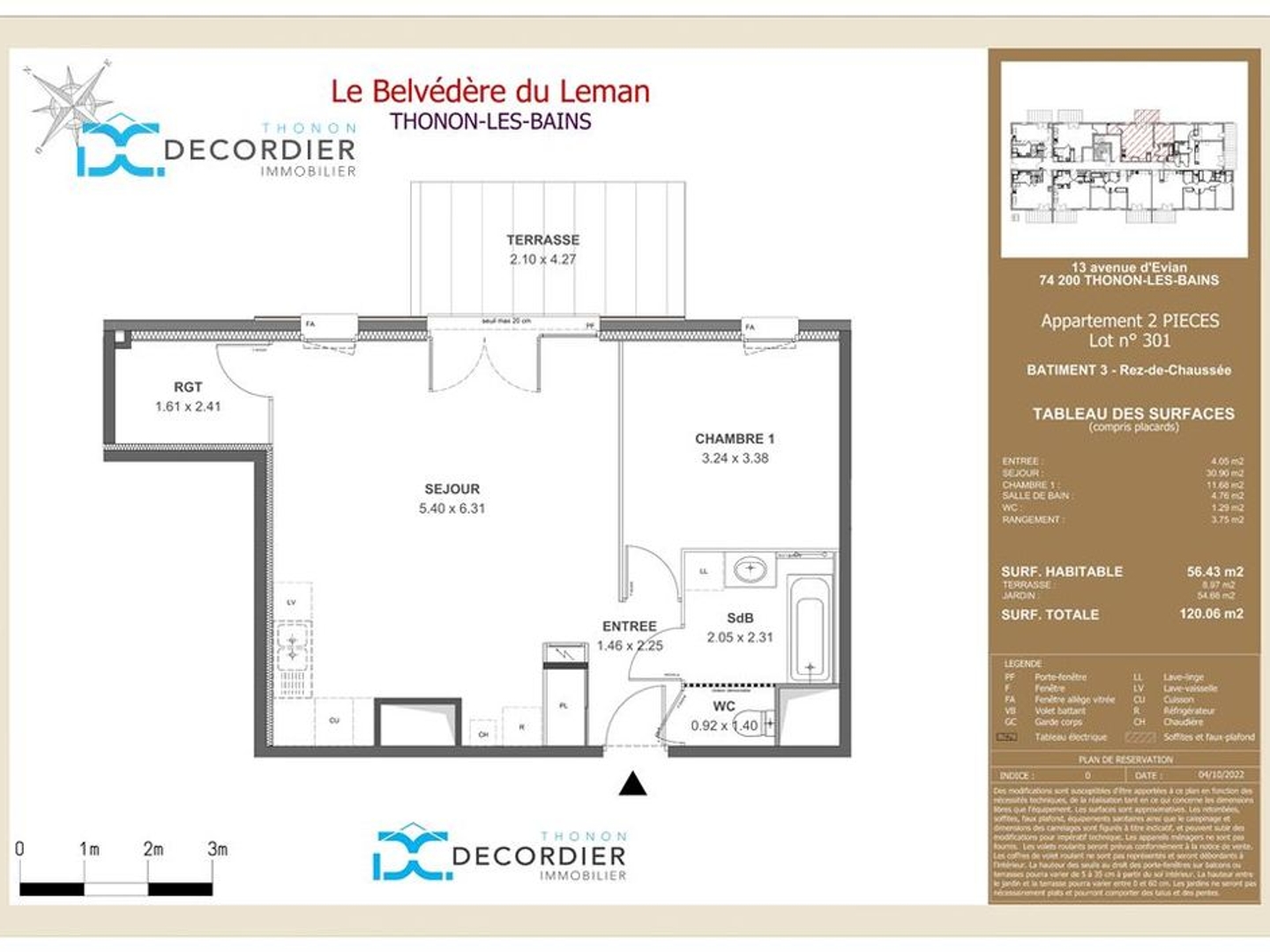 Appartement à vendre - 2 pièces - 56m2 - Thonon-Les-Bains (74200)