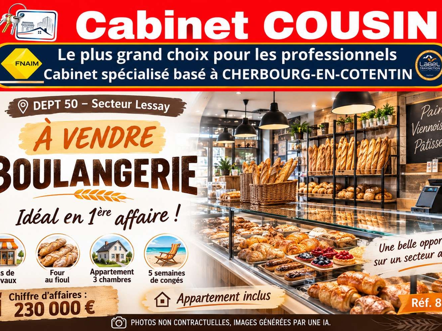 A vendre boulangerie appartement secteur Lessay