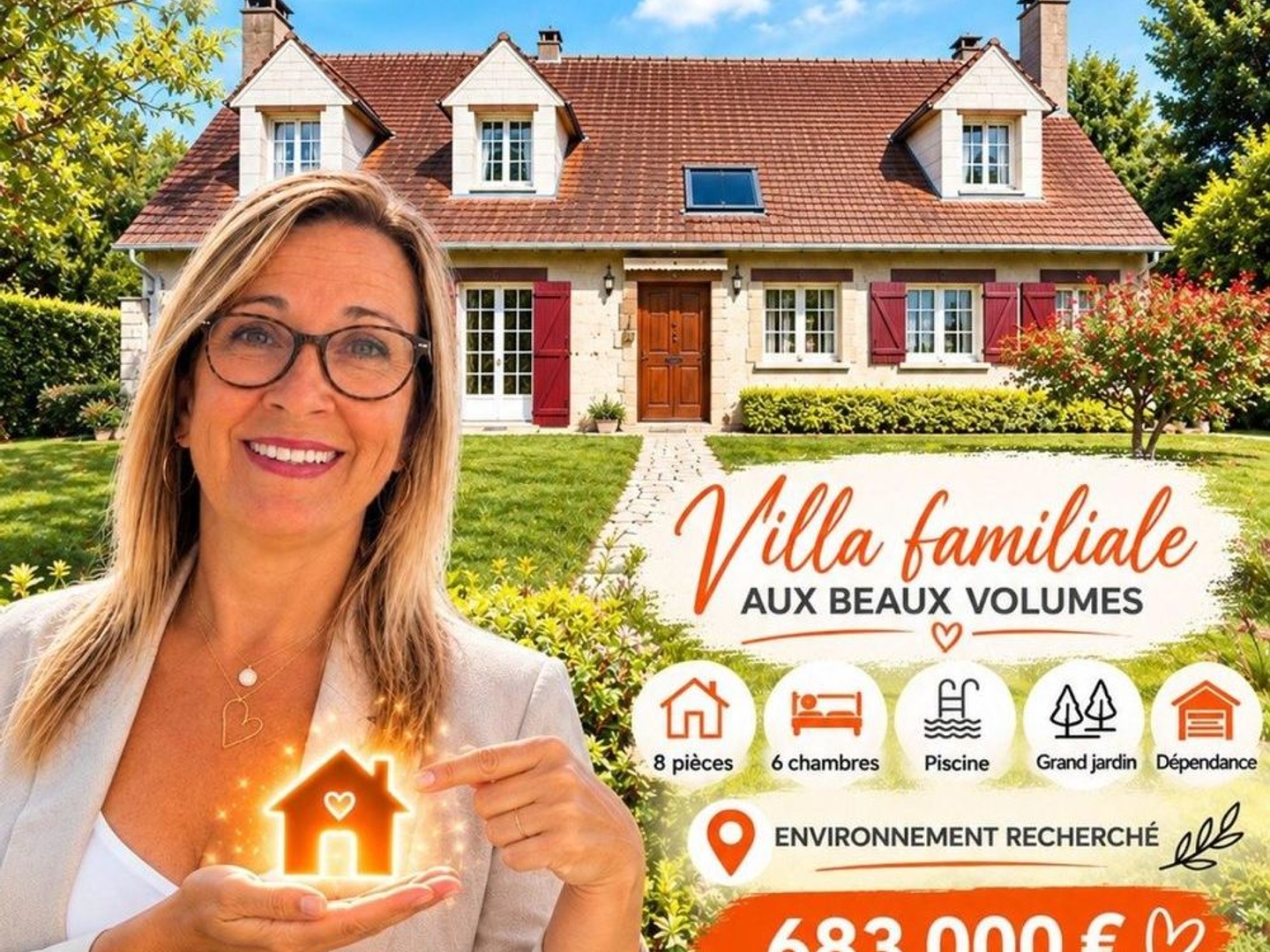 Villa 8 pièces,6 chambres, piscine, dépendance
