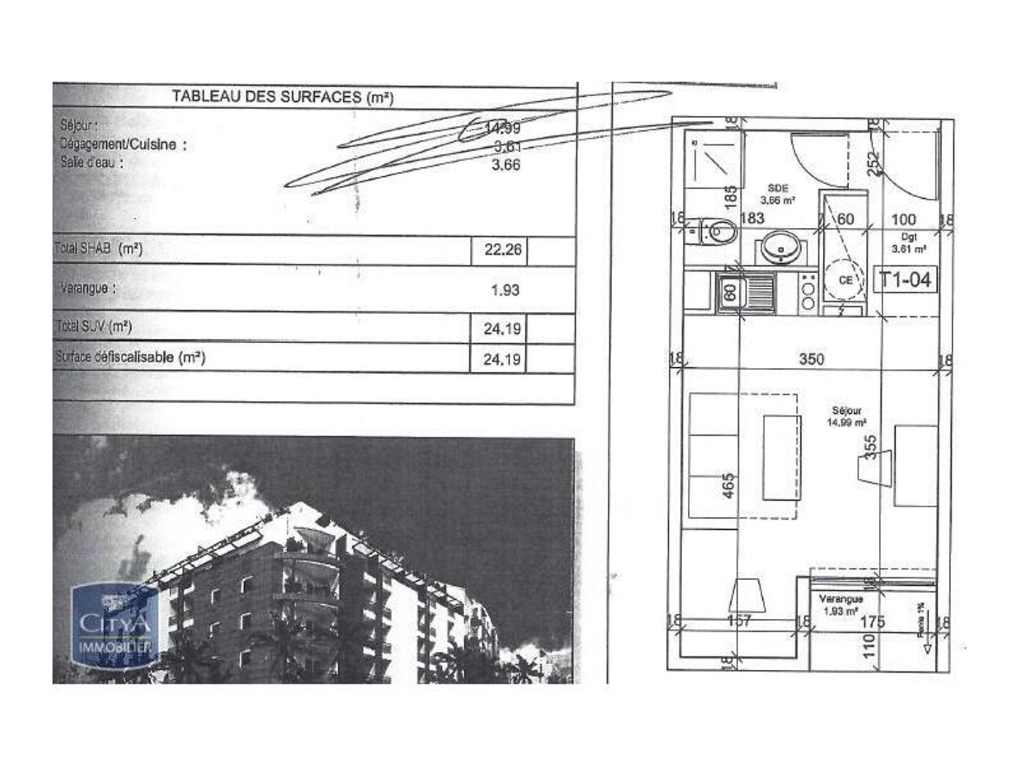 Appartement à vendre - 1 pièce - 22m2 - Saint-Denis (97490)