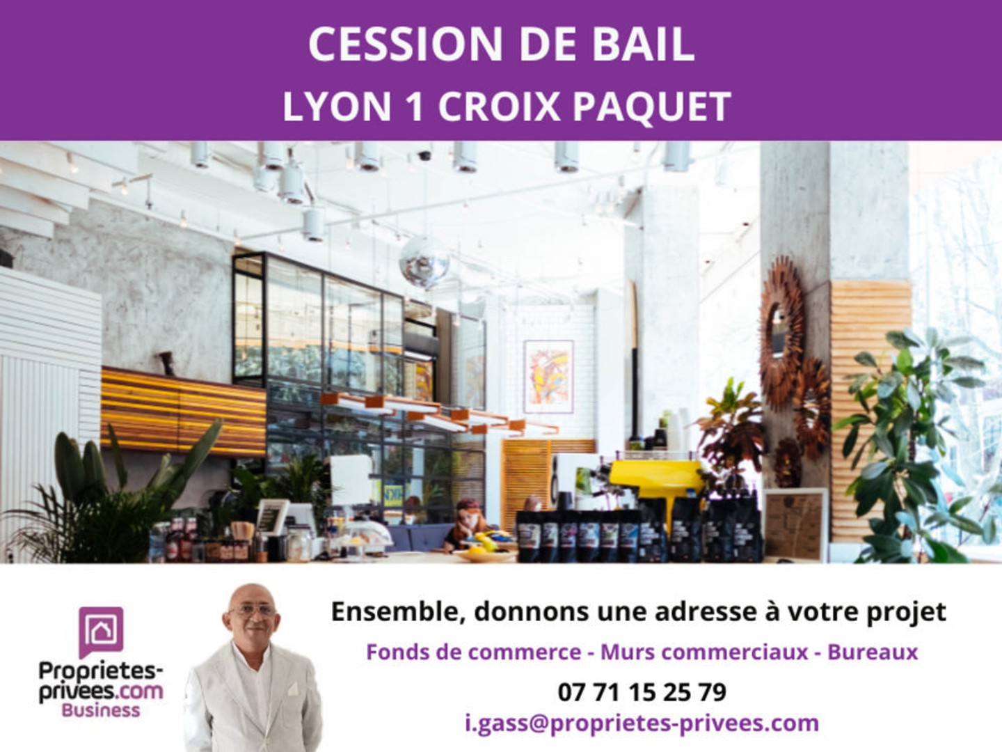 69001 LYON - Cession Bail Local 49 m² + cave
