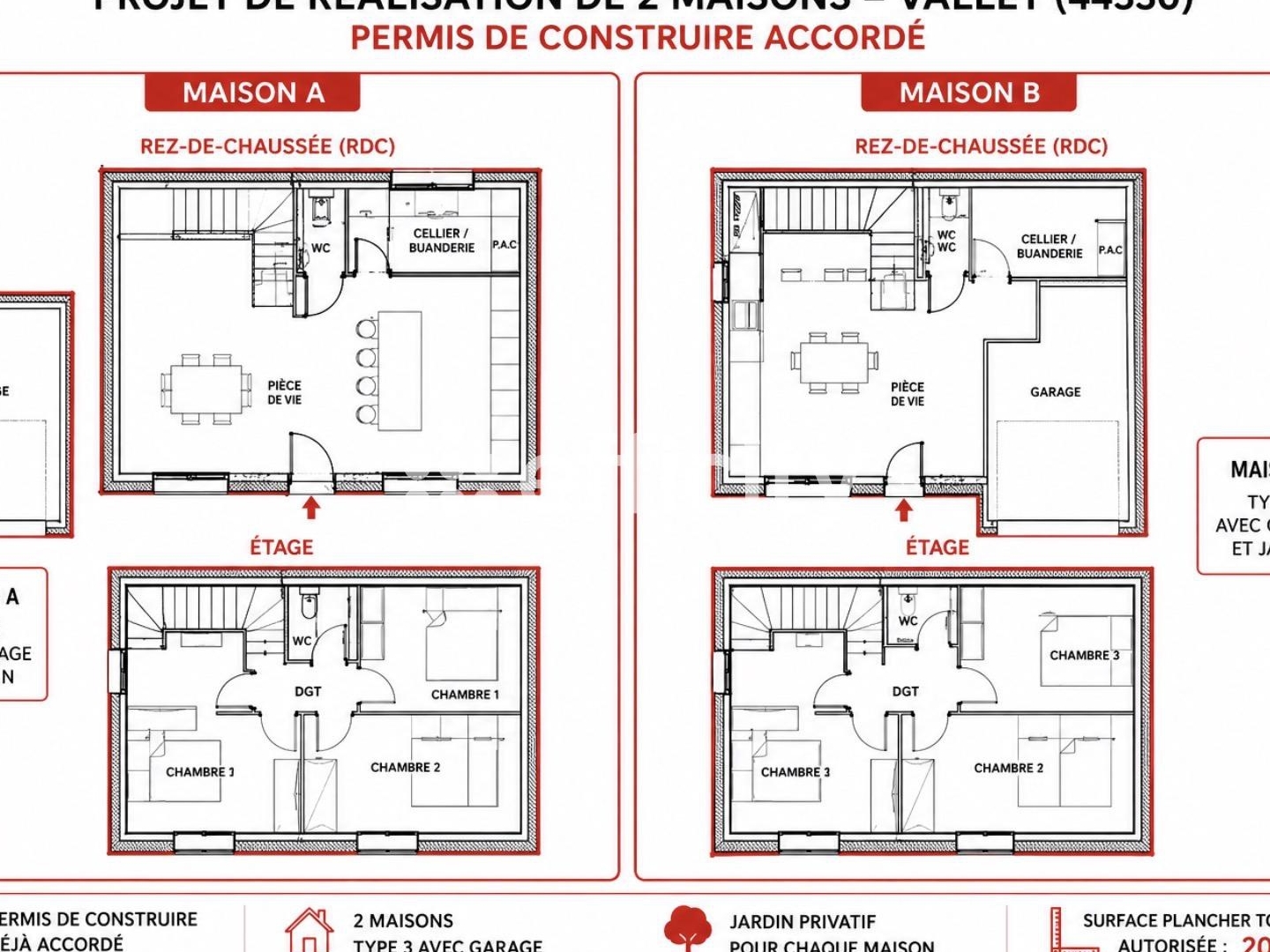 Terrain à vendre - 617m2 - Vallet (44330)