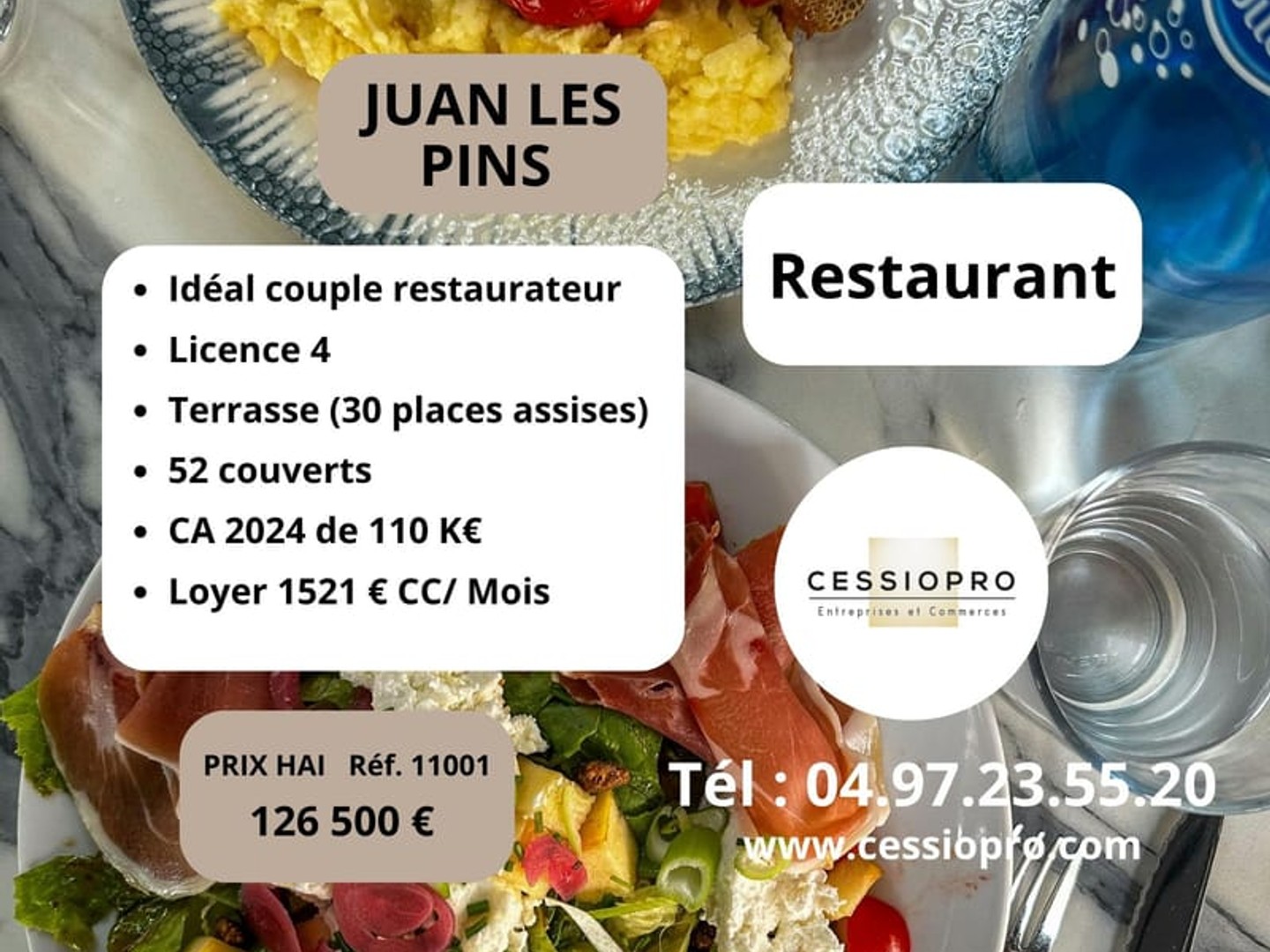Charmant petit restaurant, licence 4, grande terrasse, idéal couple restaurateur Juan les Pins
