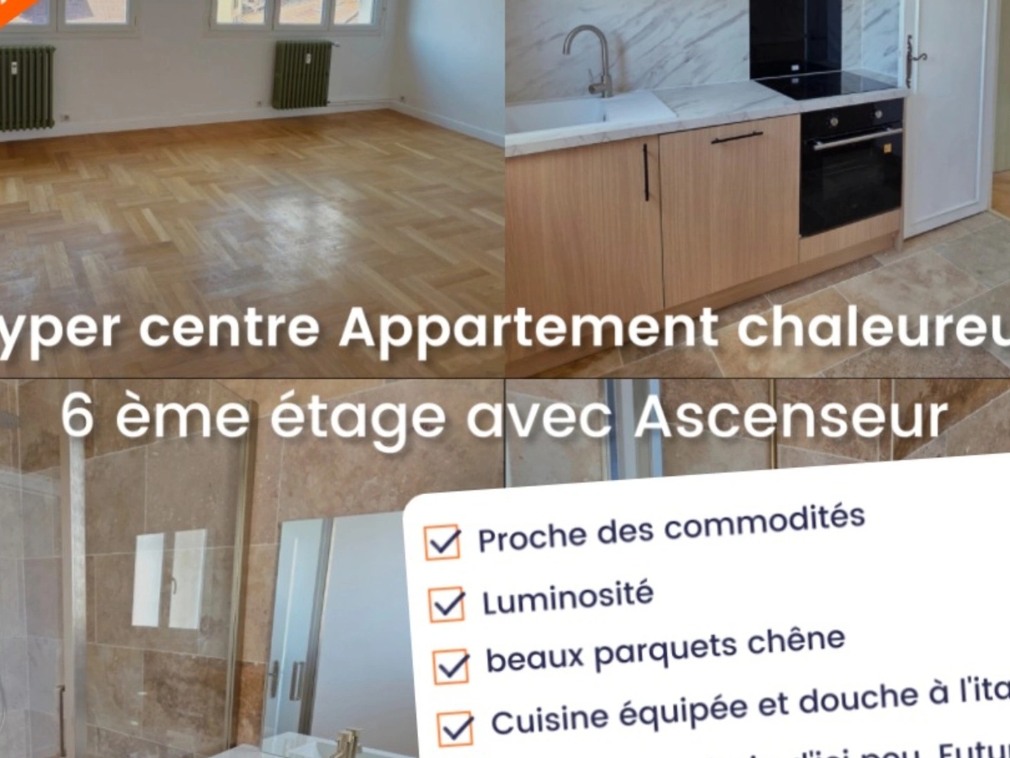 APPARTEMENT DE TYPE 3 RENOVE AVEC GOUT AU 6 EME ETAGE ET AVEC ASCENSEUR -