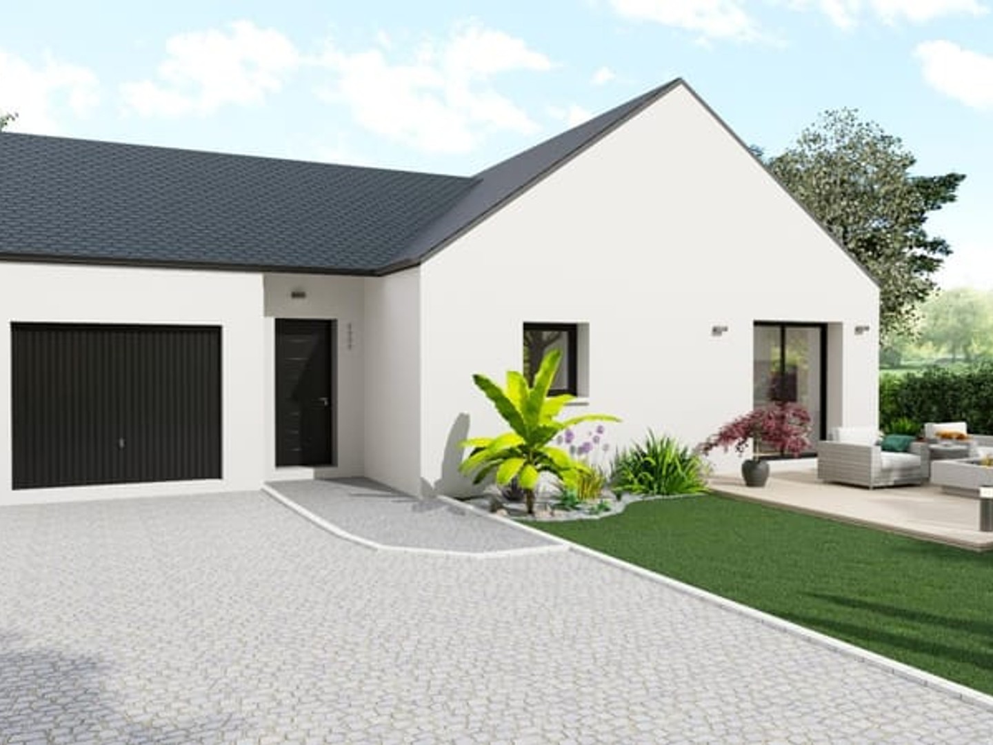 MAISON DE PLAIN PIED SUR PLUMAUDAN SUR TERRAIN DE 600M²