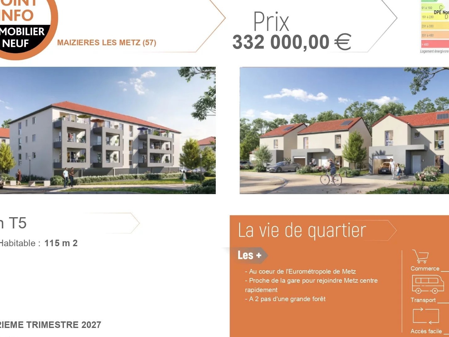 Maison neuve T5 avec 4 chambres à Maizières-lès-Metz