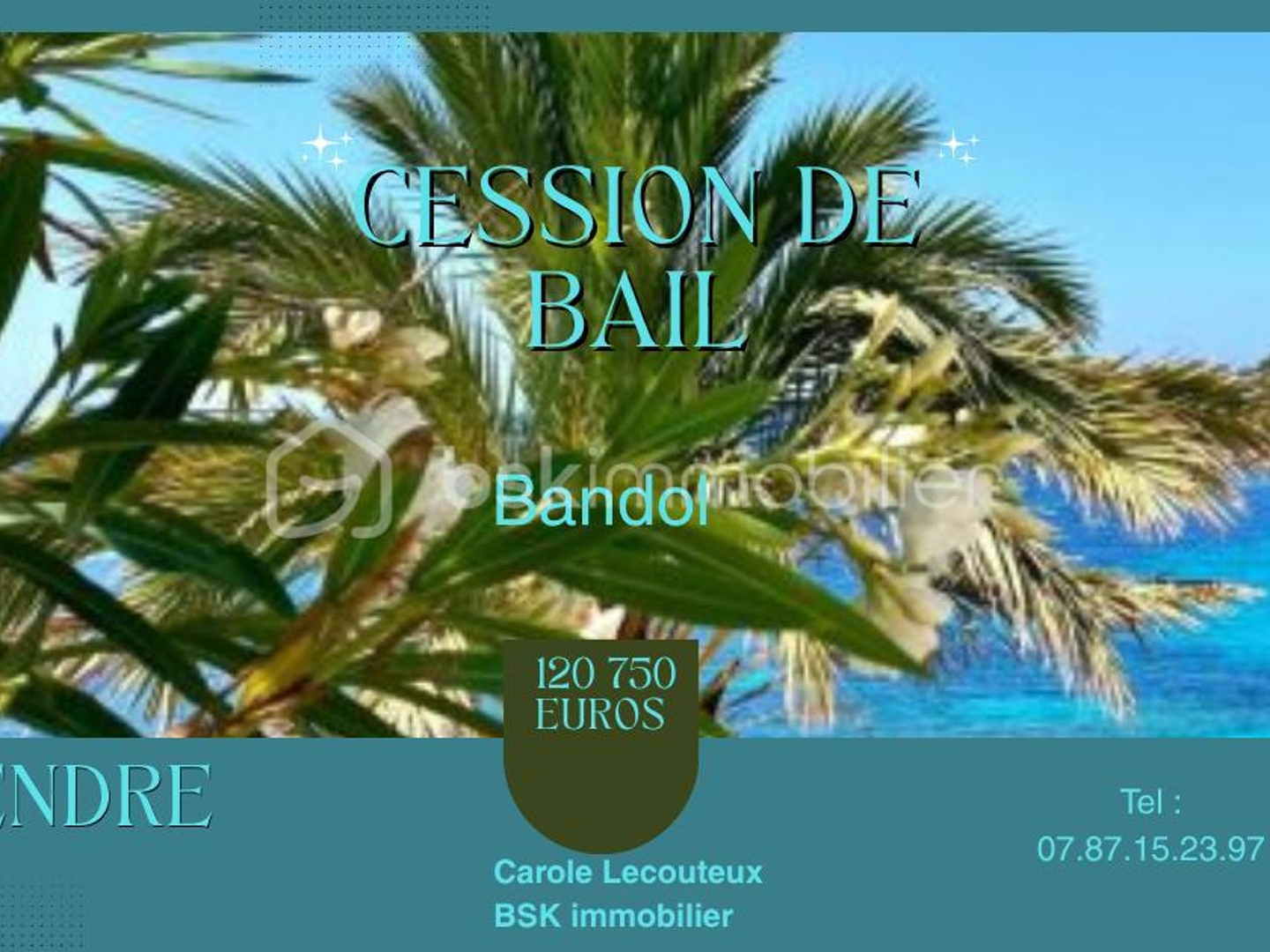? BANDOL  BELLE OPPORTUNITÉ À SAISIR ! ? ? CESSION DE BAIL  LOCAL COMMERCIAL À FORT POTENTIEL