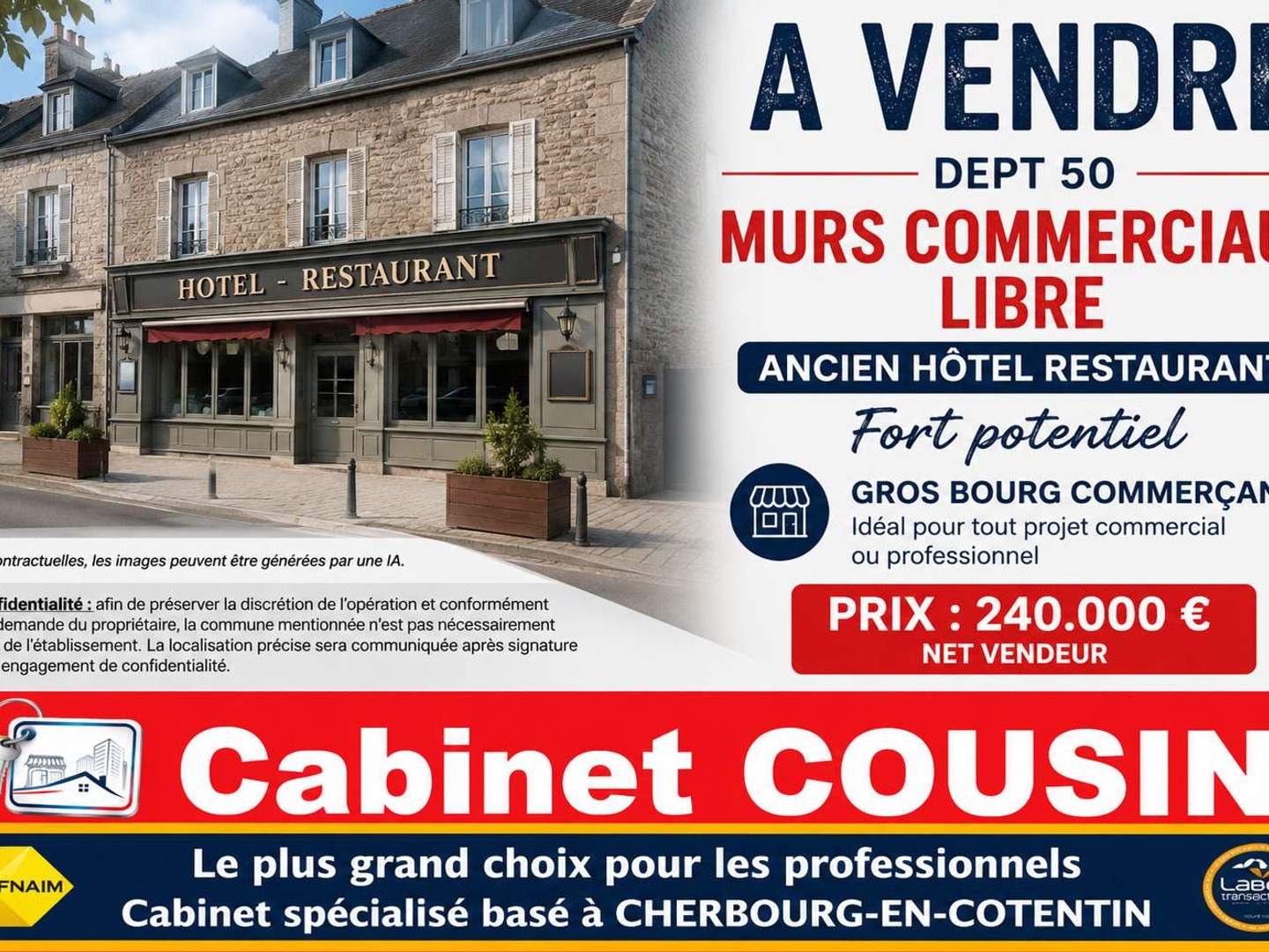 Vente murs hôtel restaurant à Bricquebec