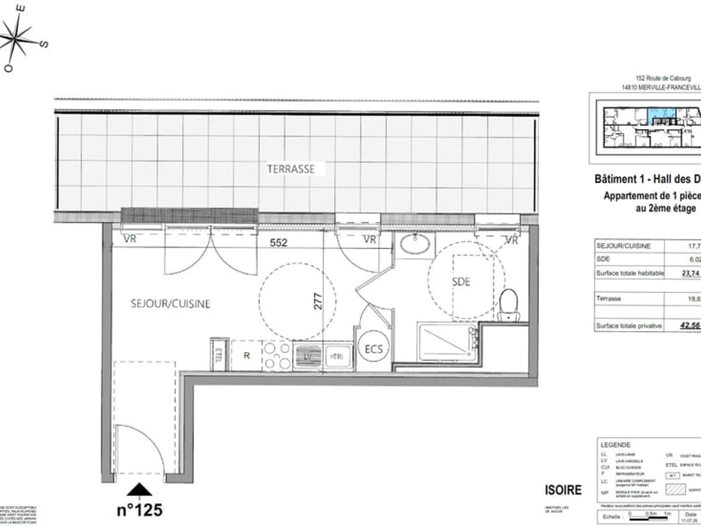 Appartement à vendre - 1 pièce - 24m2 - Merville-Francevi... (14810)