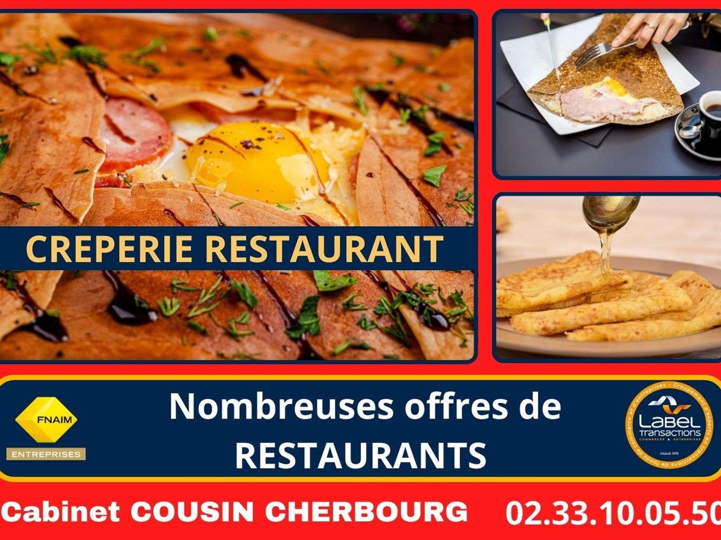 Vente restaurant crêperie très bel empl Coutances