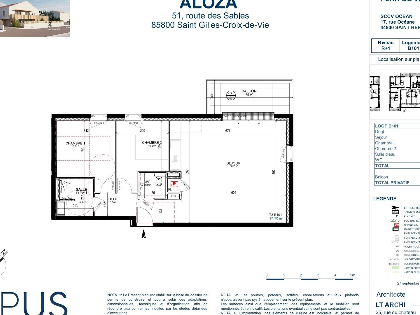 Appartement à vendre - 3 pièces - 74m2 - Saint-Gilles-Croi... (85800)
