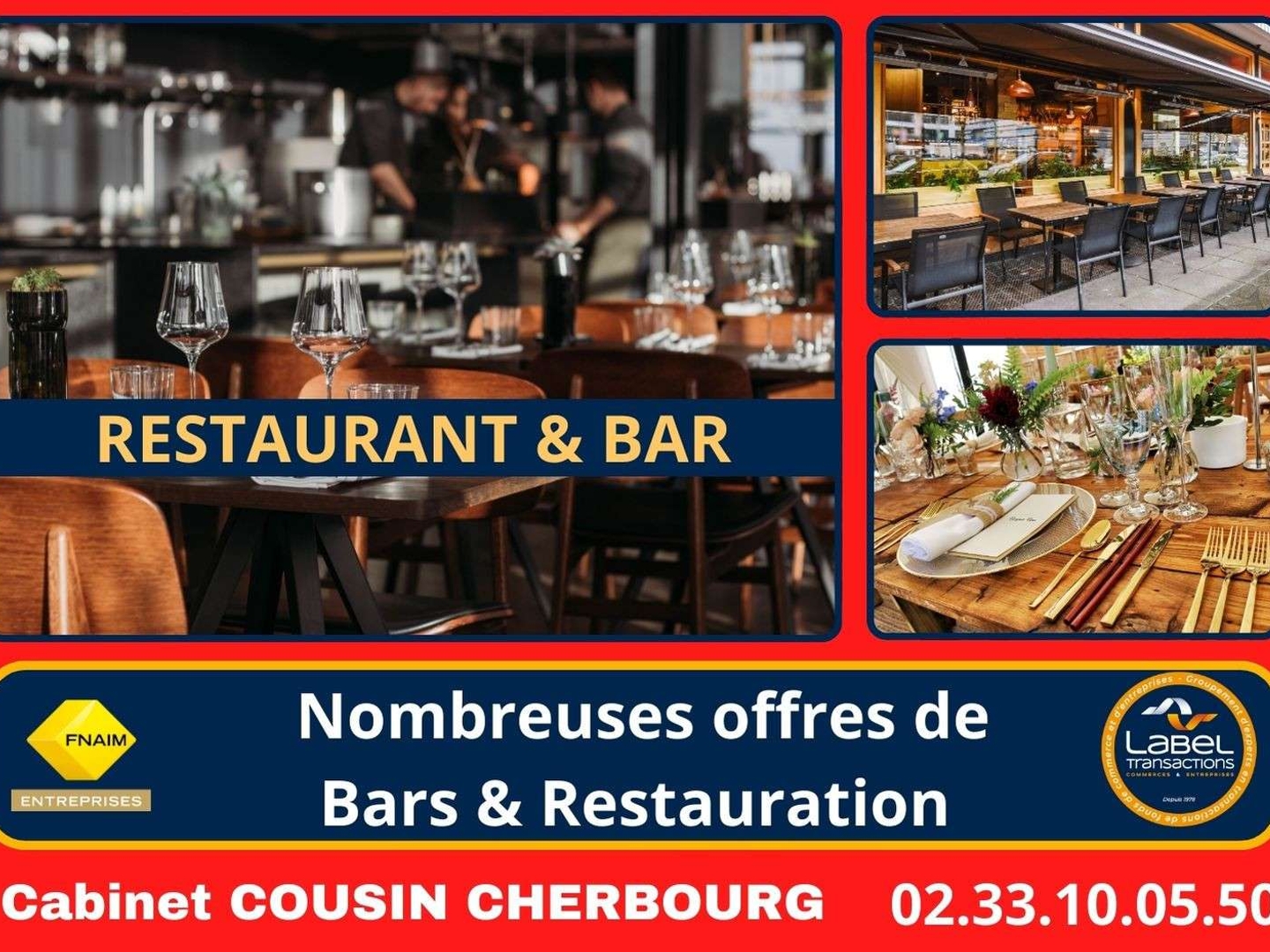 Vente bar brasserie restaurant à Cherbourg centre