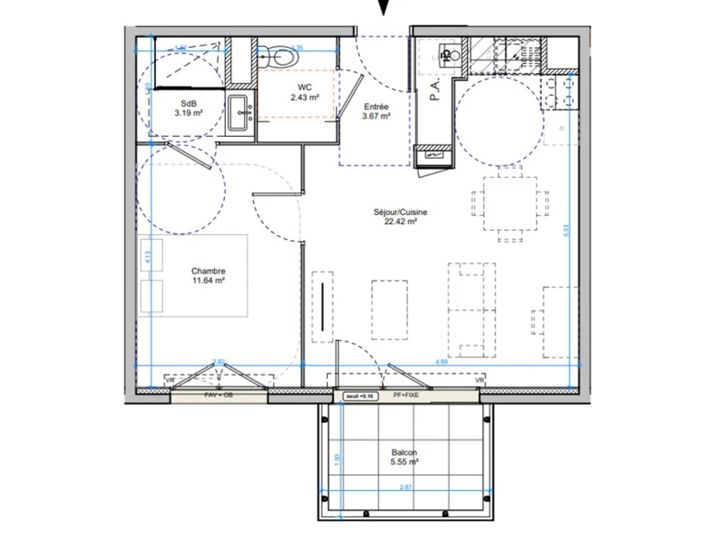 Appartement 2 pièces 43 m²
