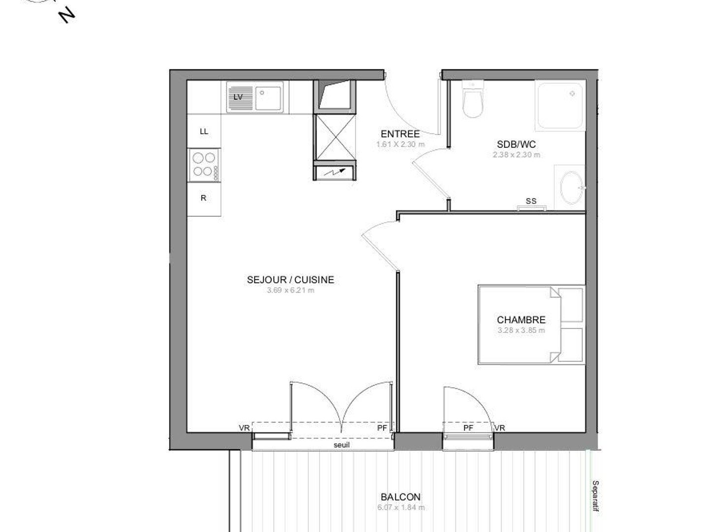 Appartement 2 pièces 42 m²