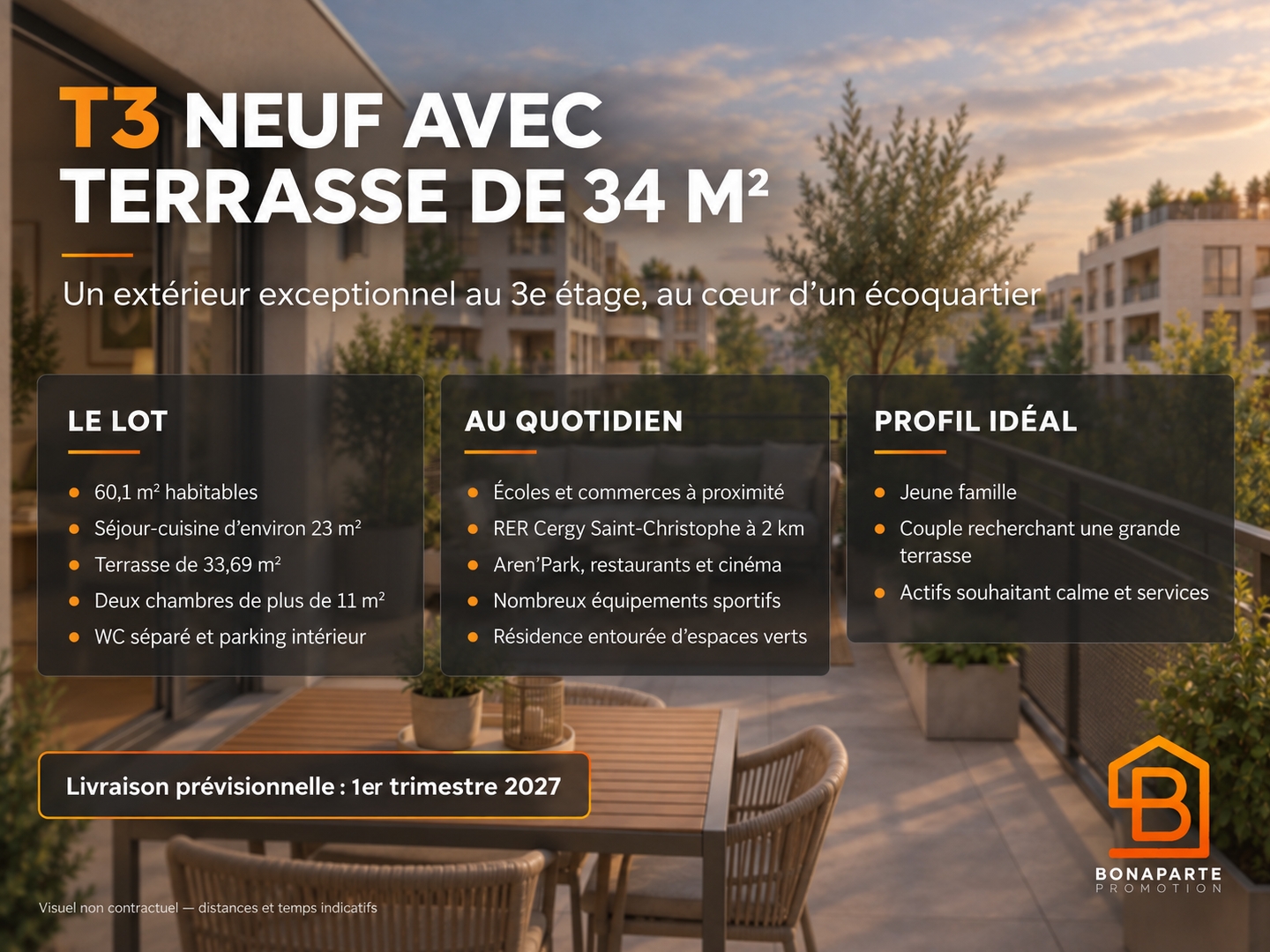 Appartement à vendre - 2 pièces - 60m2 - Cergy (95800)