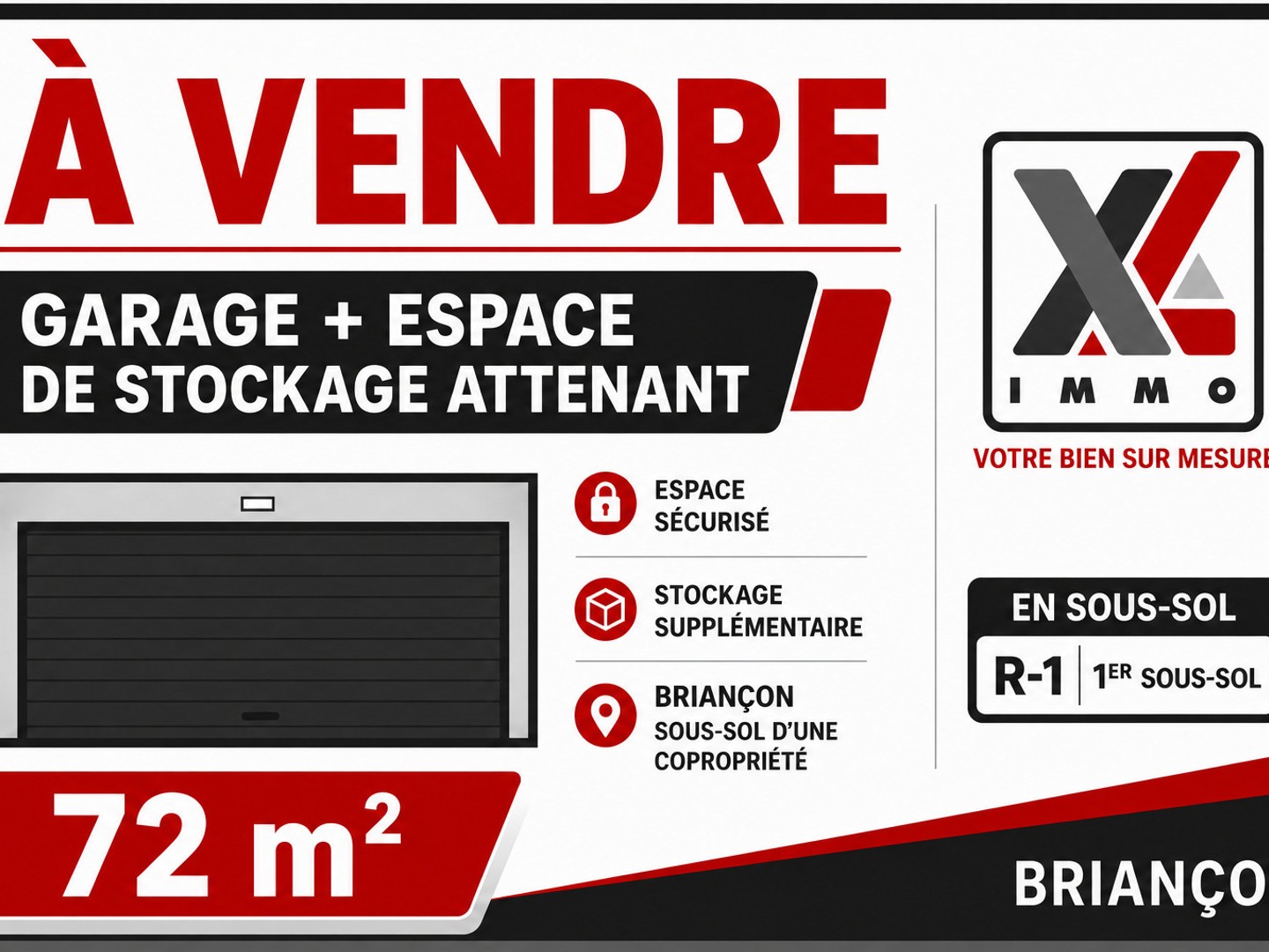 Garage fermé et vaste espace de stockage stockage