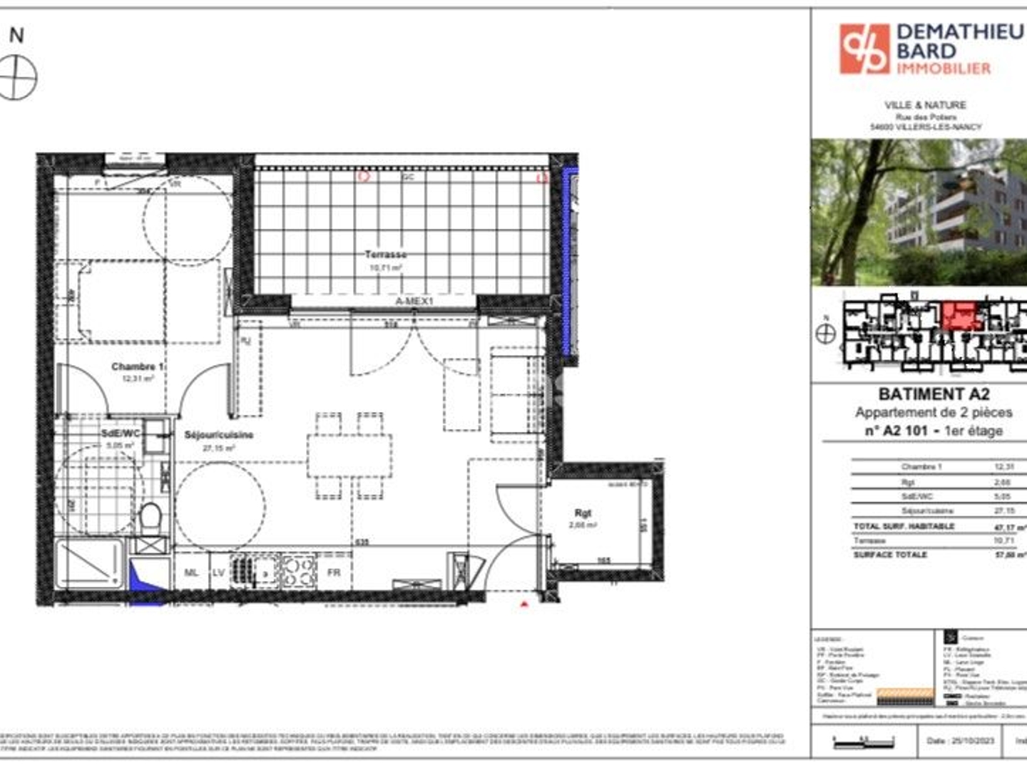 Appartement à vendre - 2 pièces - 47m2 - Villers-Lès-Nancy (54600)