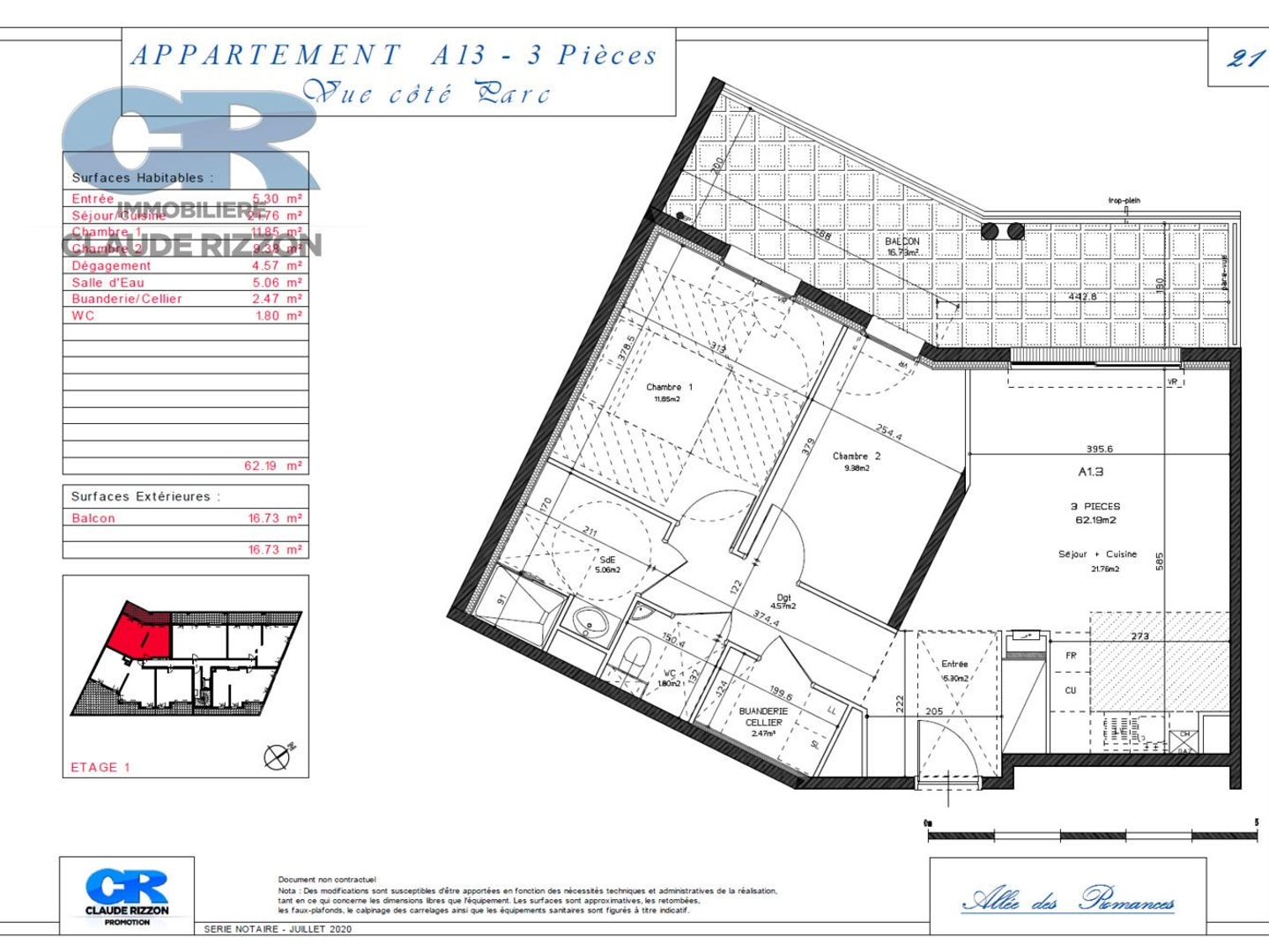 Appartement à vendre - 3 pièces - 62m2 - Laxou (54520)