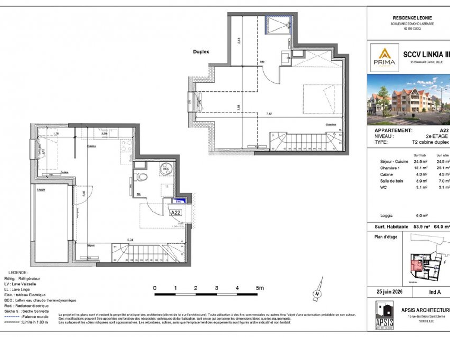 Appartement à vendre - 2 pièces - 54m2 - Cucq (62780)