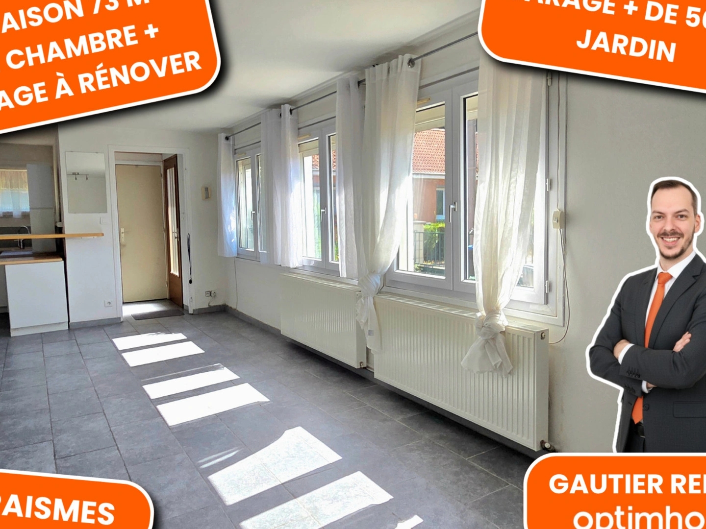 Plain-pied semi-individuel 73 m², Garage, Raismes / Pinson - Exclusivité
