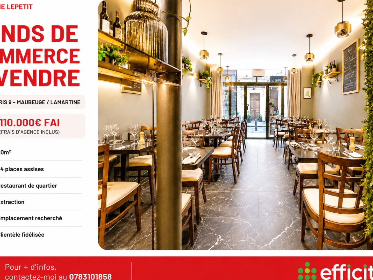 Fonds de commerce 40 m²
