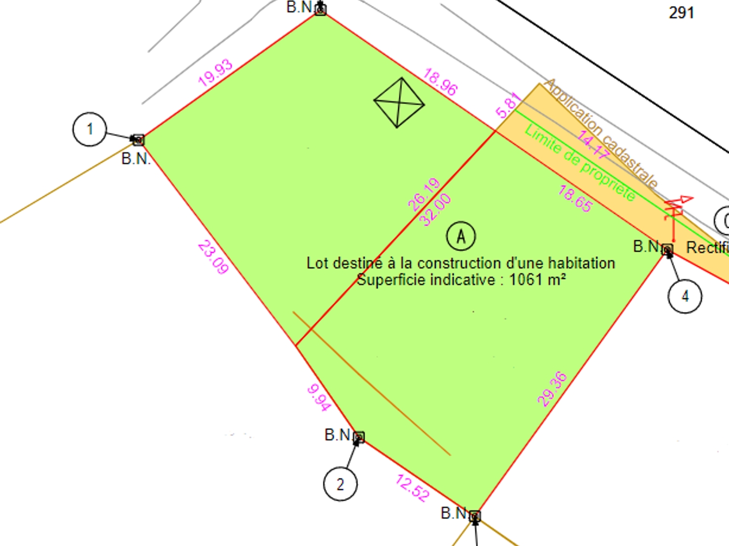 Terrain en individuel 1061 m²