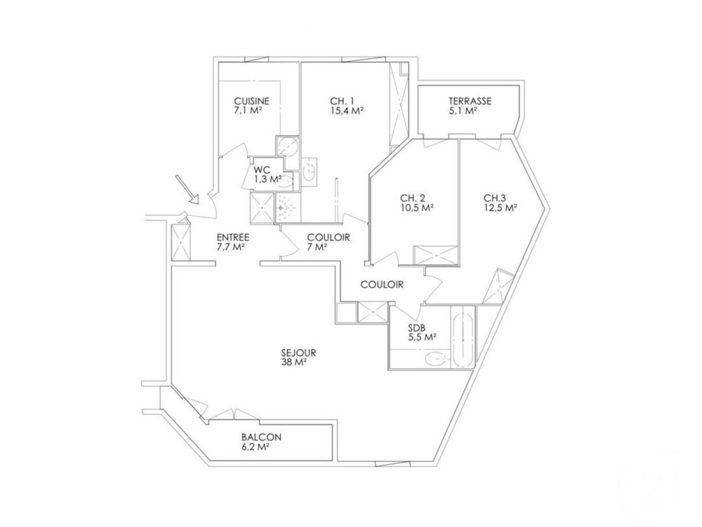 Appartement 4 pièces 105 m²