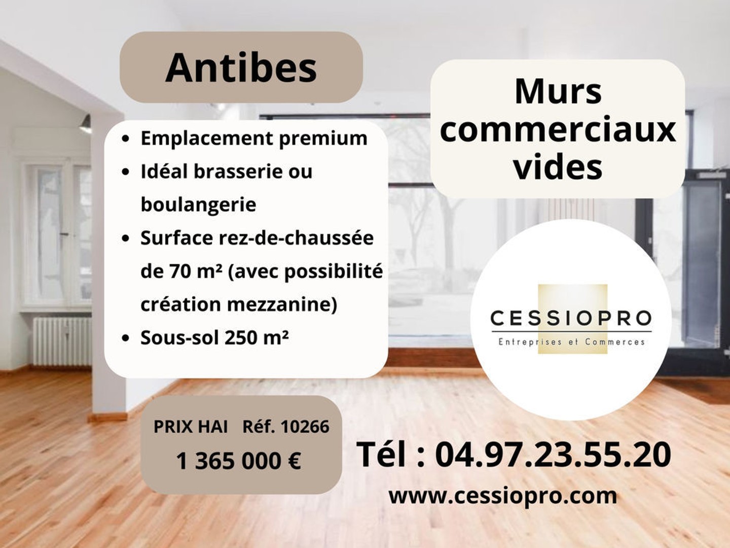 Murs commerciaux vides, emplacement premium, idéal brasserie ou boulangerie