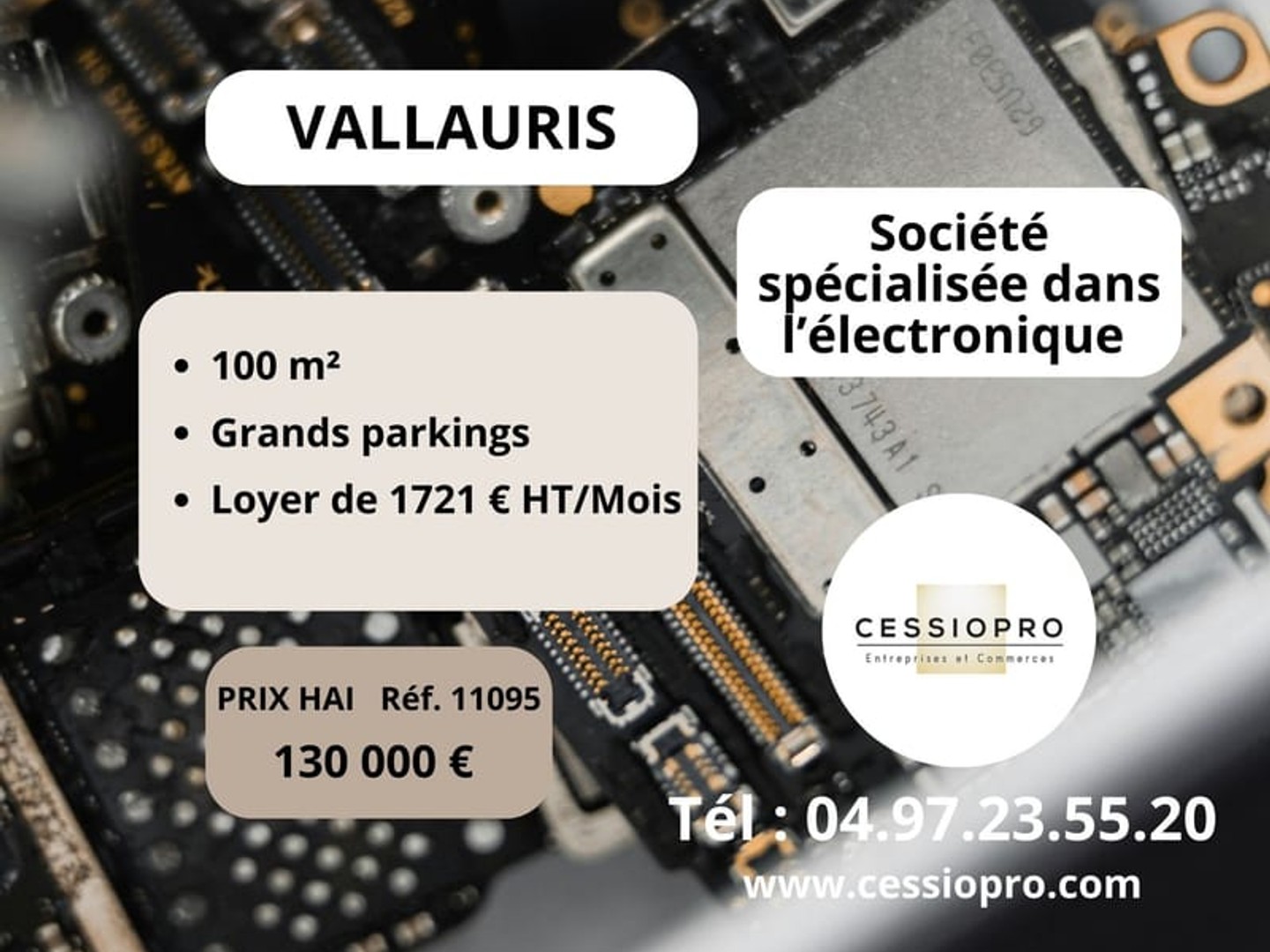 Vallauris, spécialisée dans l'électronique, société de réparation, portable et tablette, affaire en pleine ess