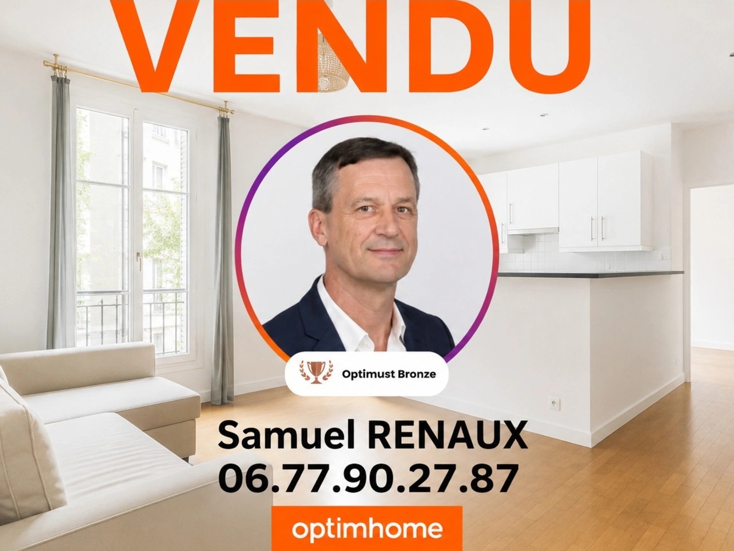 LEVALLOIS PERRET - Rue Rivay - Appartement lumineux de "3 pièces"- 55 m² avec cave